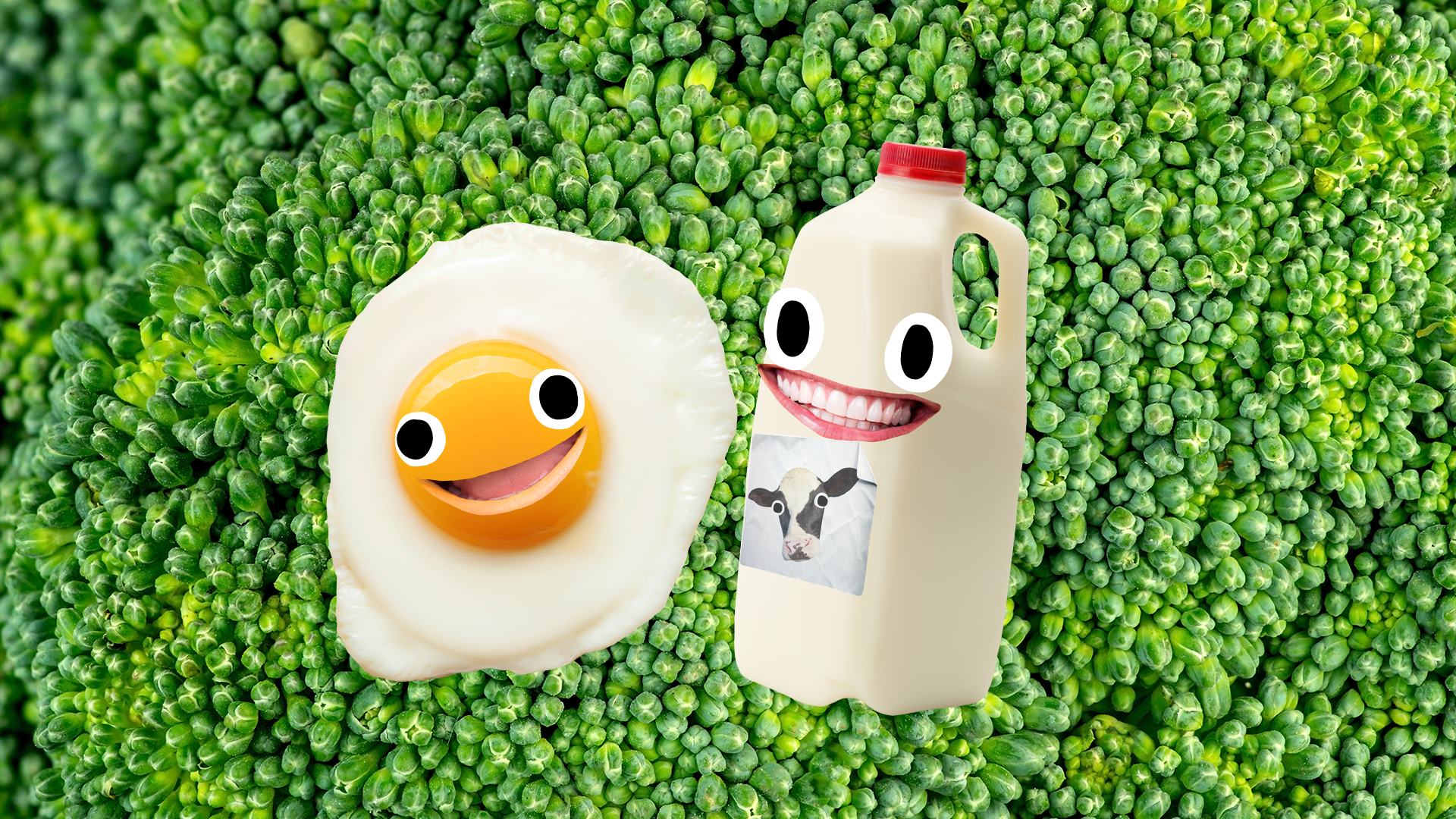A grinning egg and pint of milk