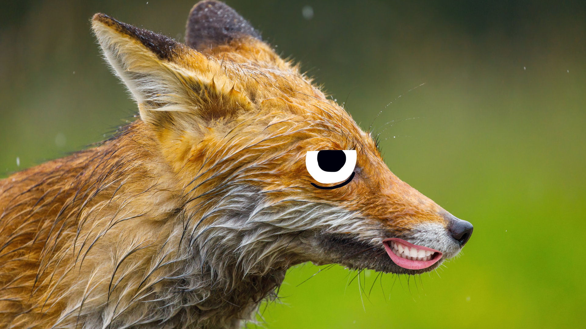 A fox in the rain