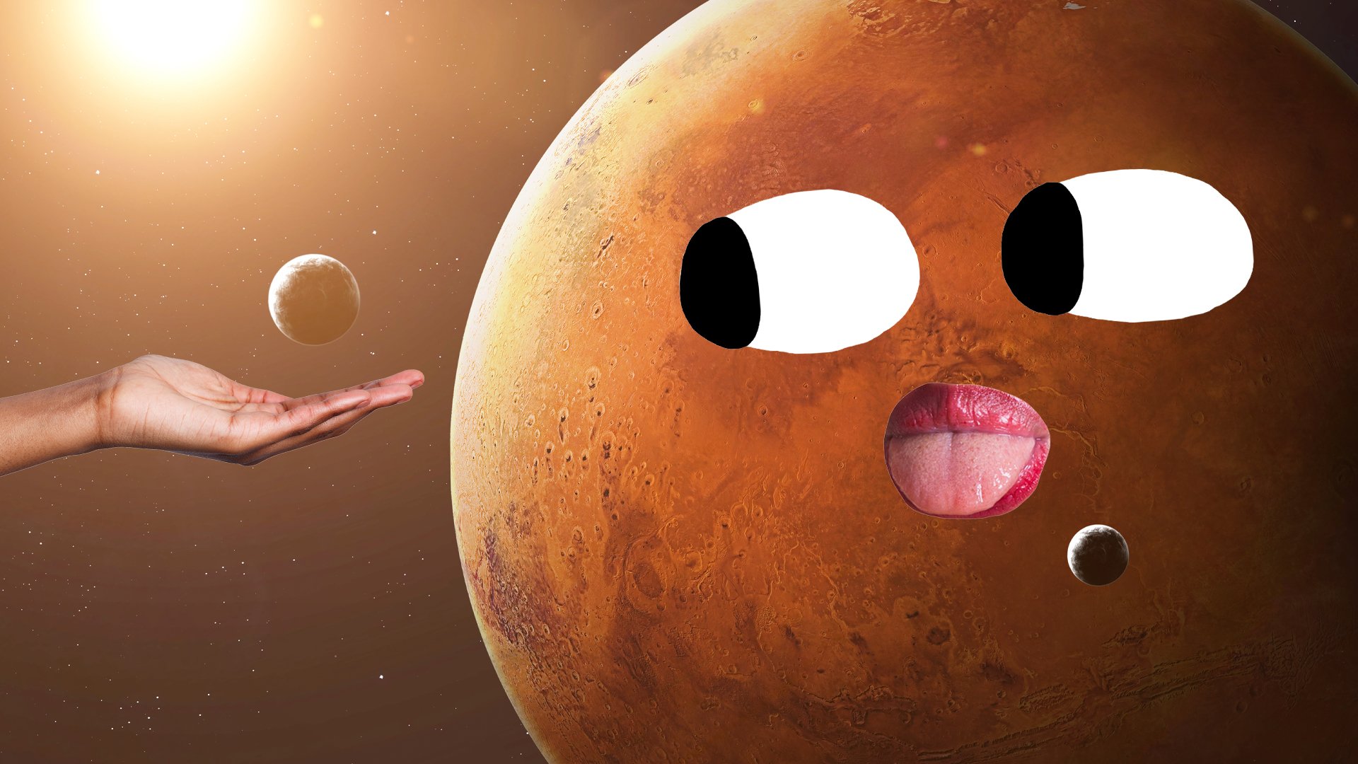 Mars and its two moons