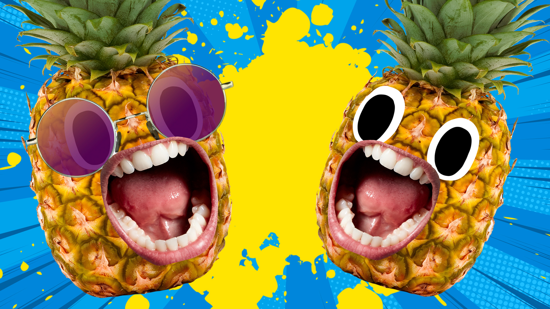 Two screaming pineapples