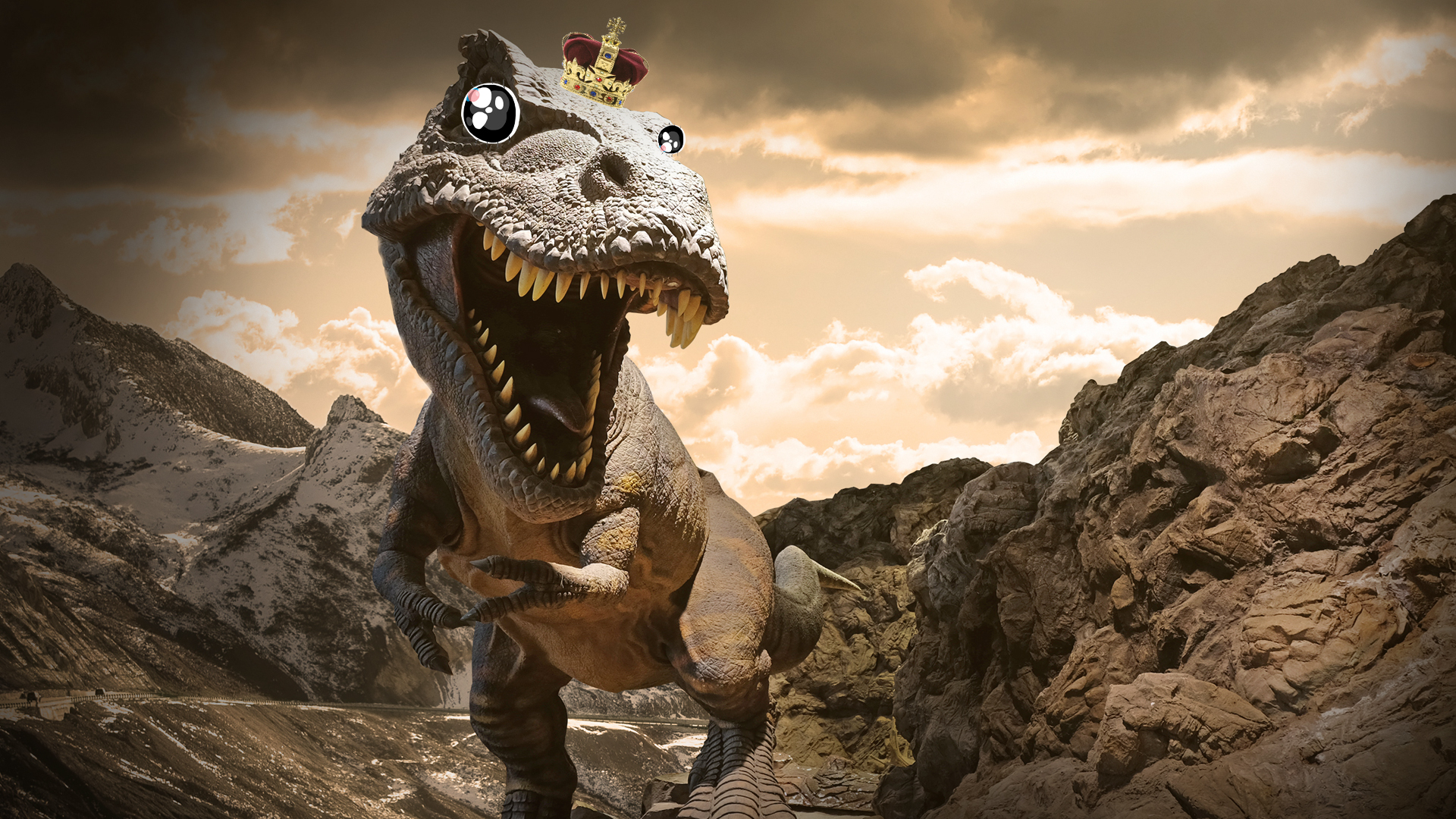 T-rex wearing a crown