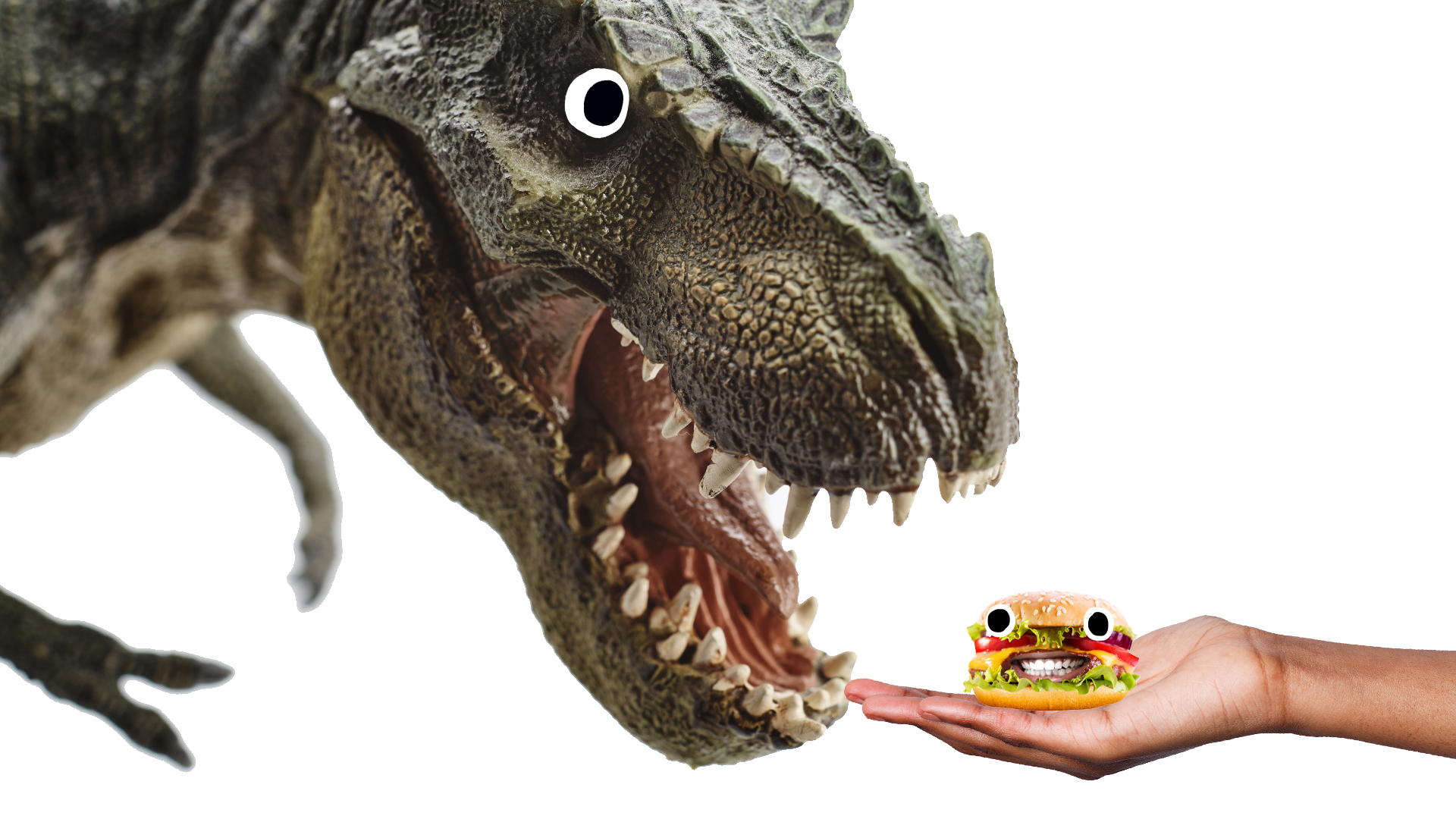 T-rex offered a hamburger