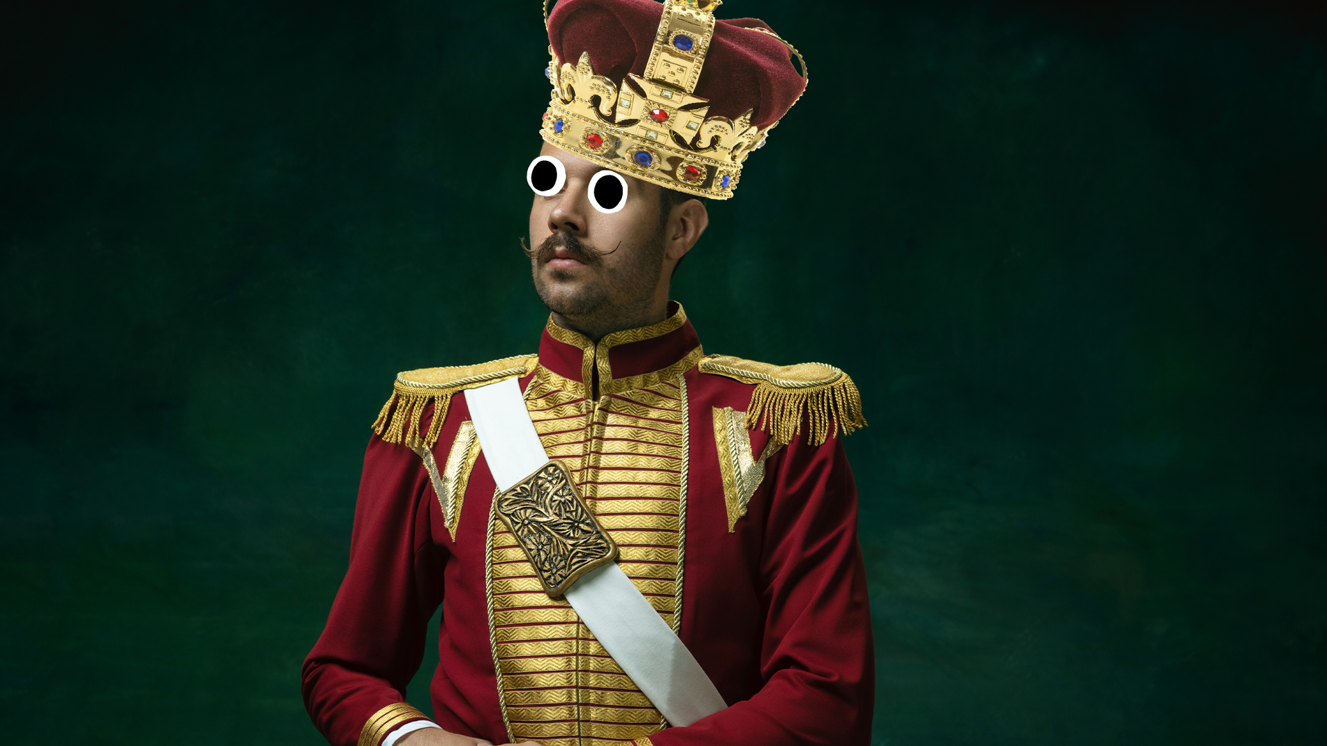 King with crown on dark background 