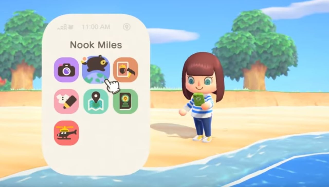 An Animal Crossing player looks at her NookPhone