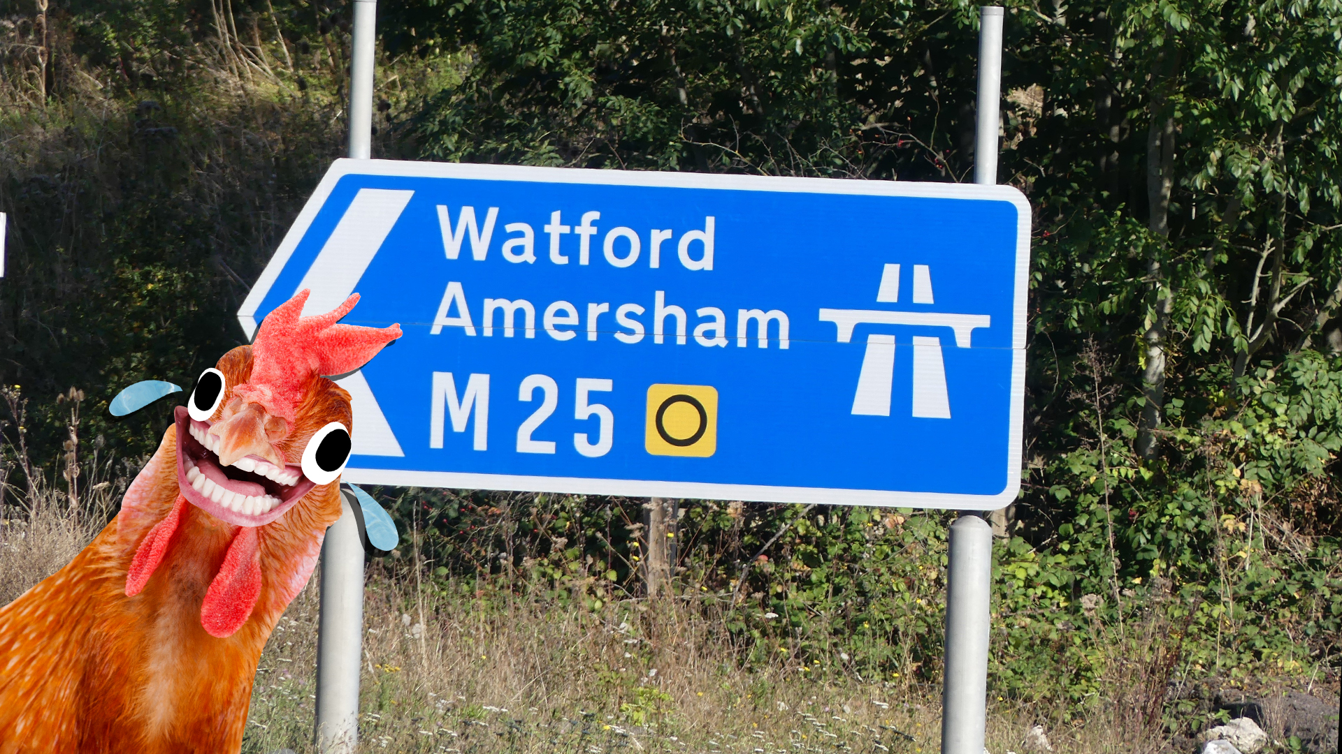 A road sign pointing to Watford