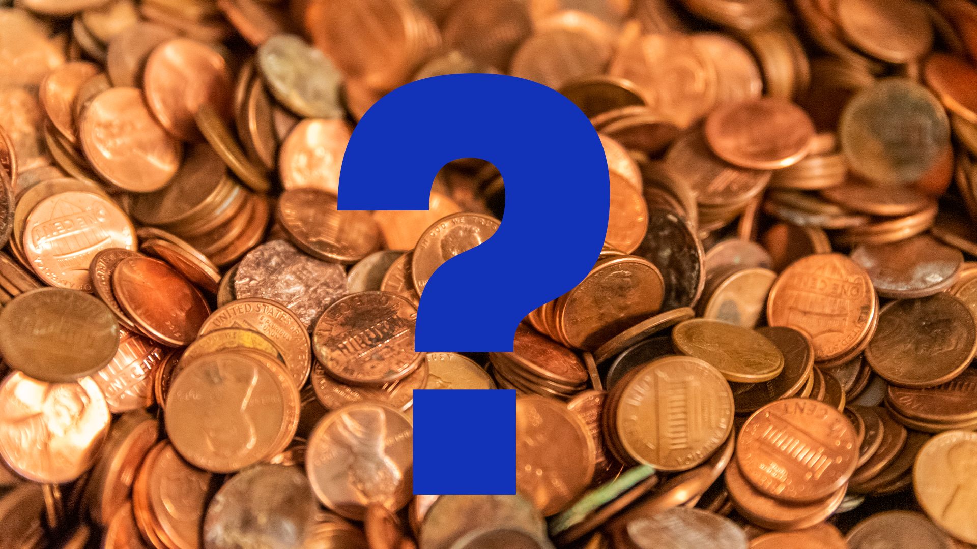 Coins and question mark