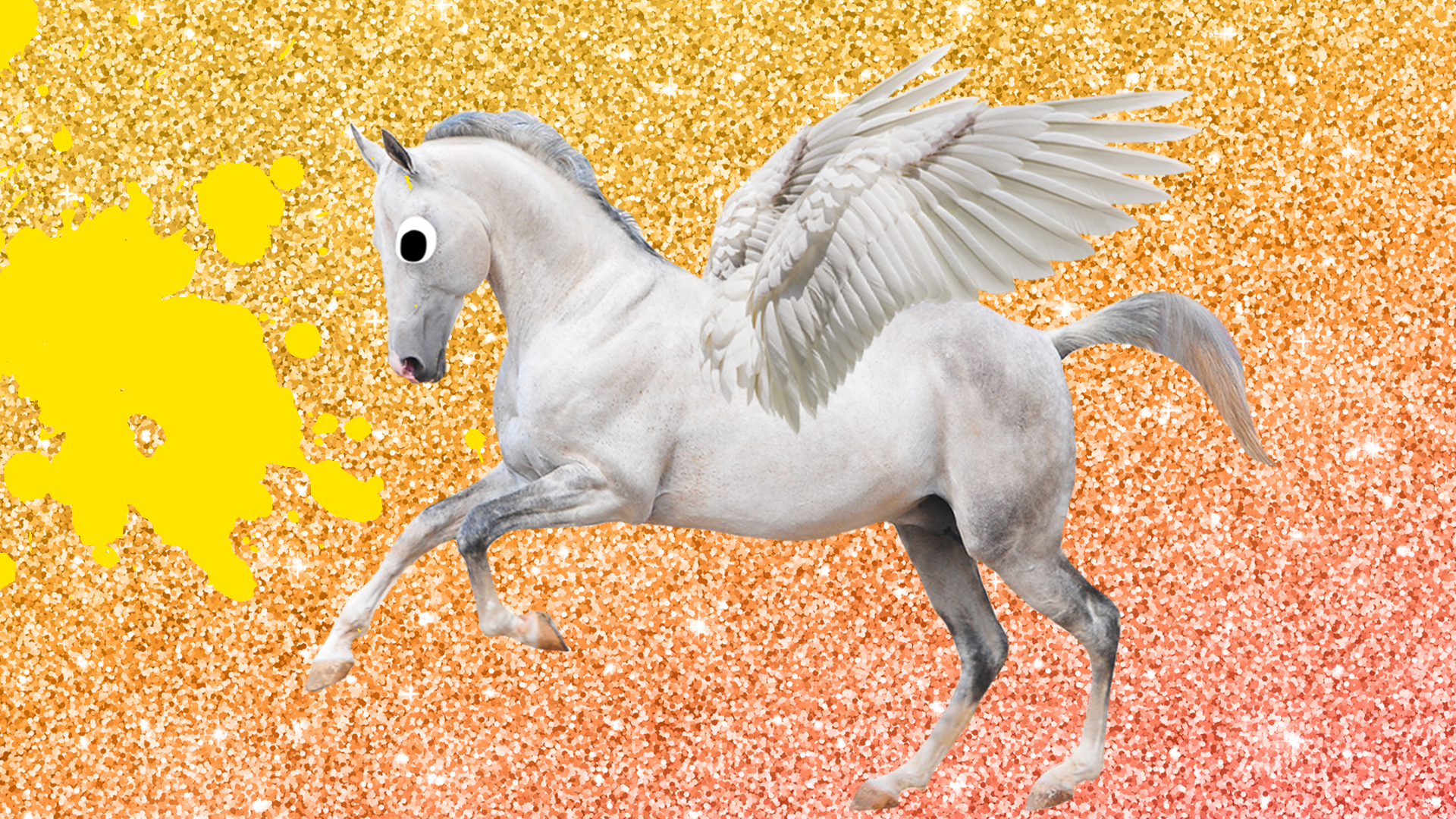 Pegasus on glitter background