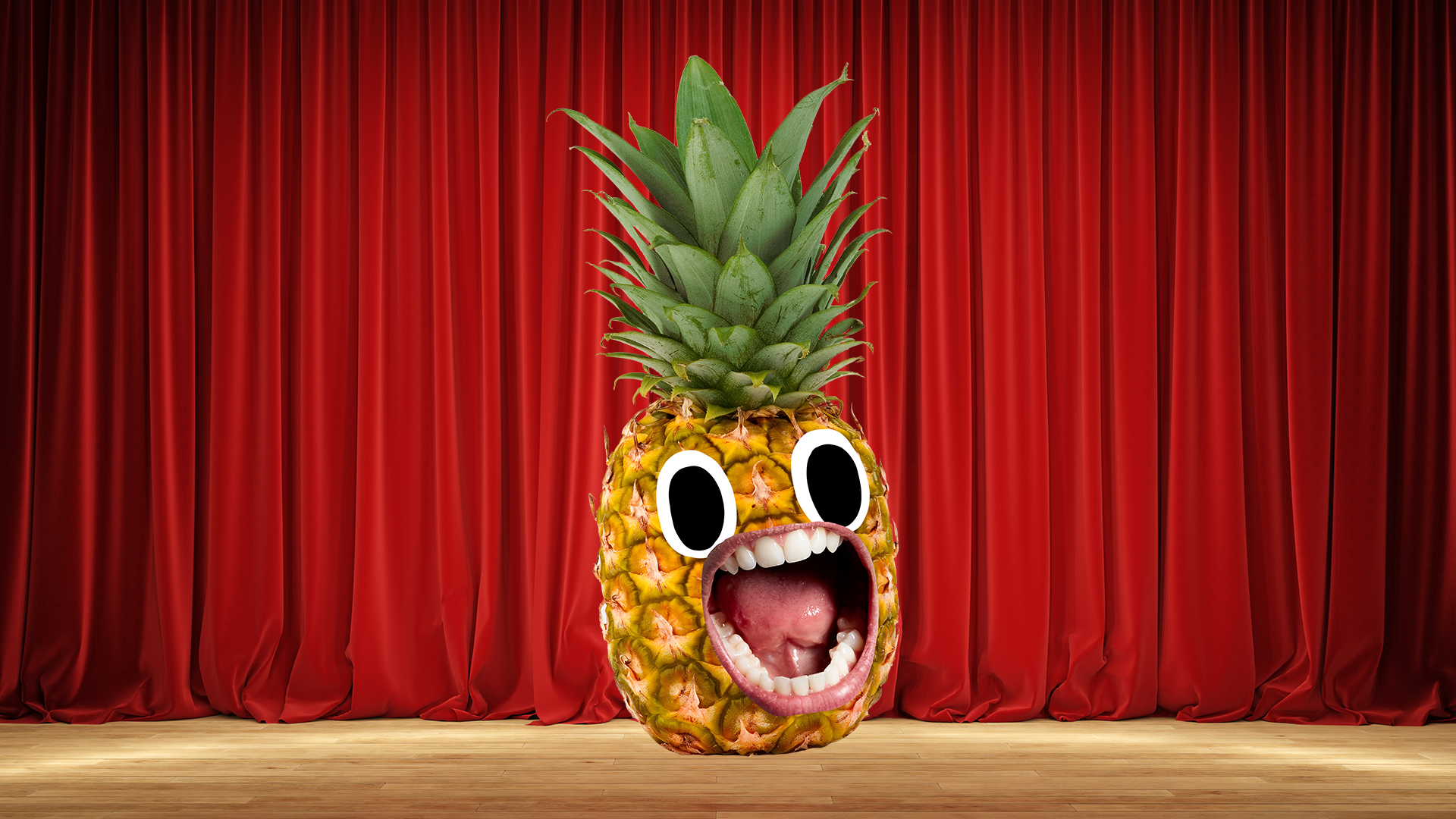 Screaming pineapple on stage