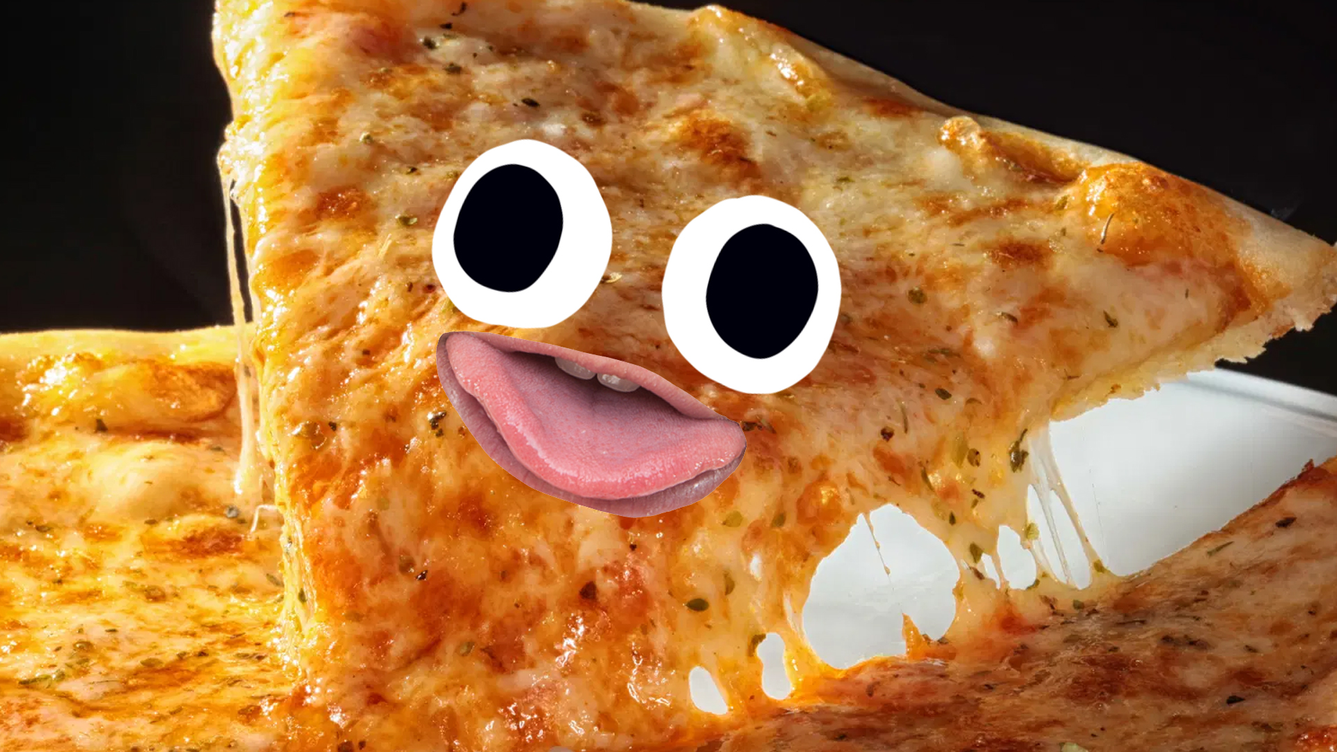 A pizza with a funny face
