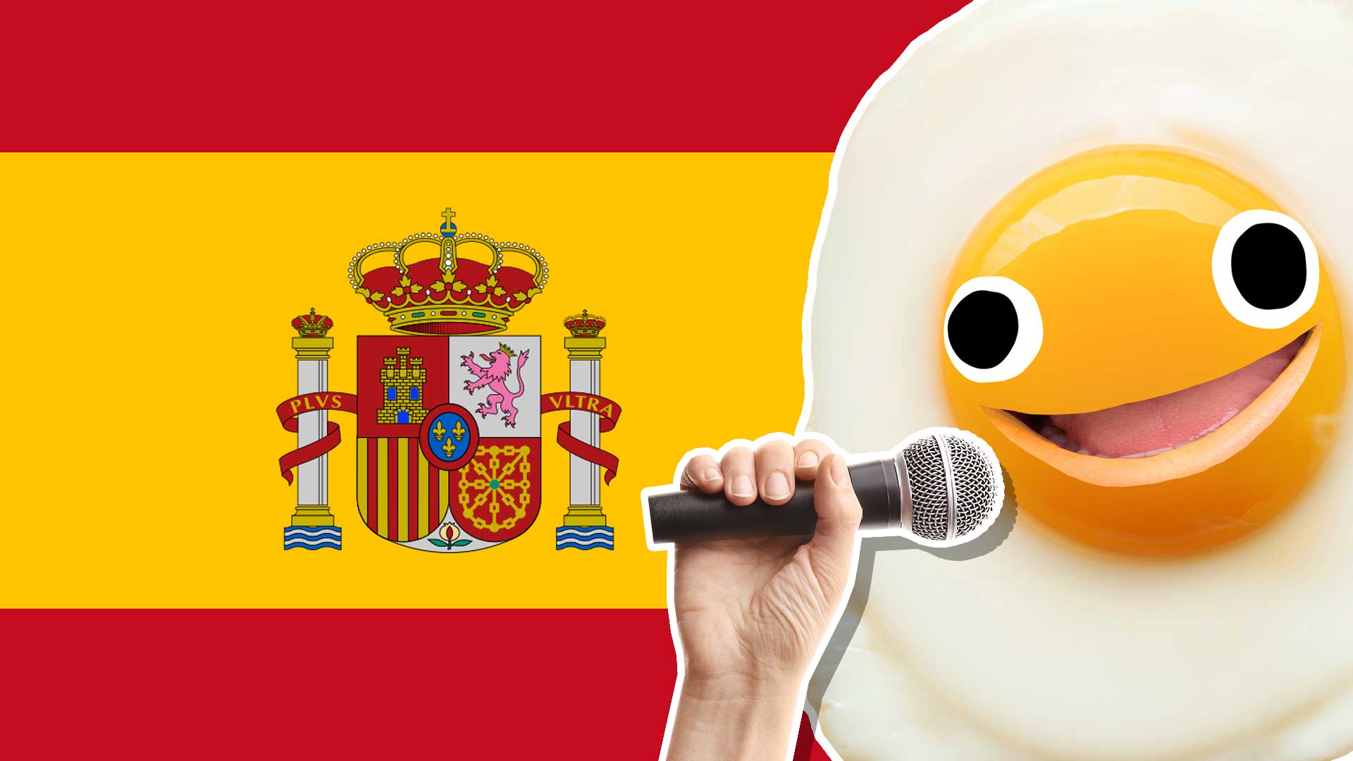 A fried egg and a Spanish flag