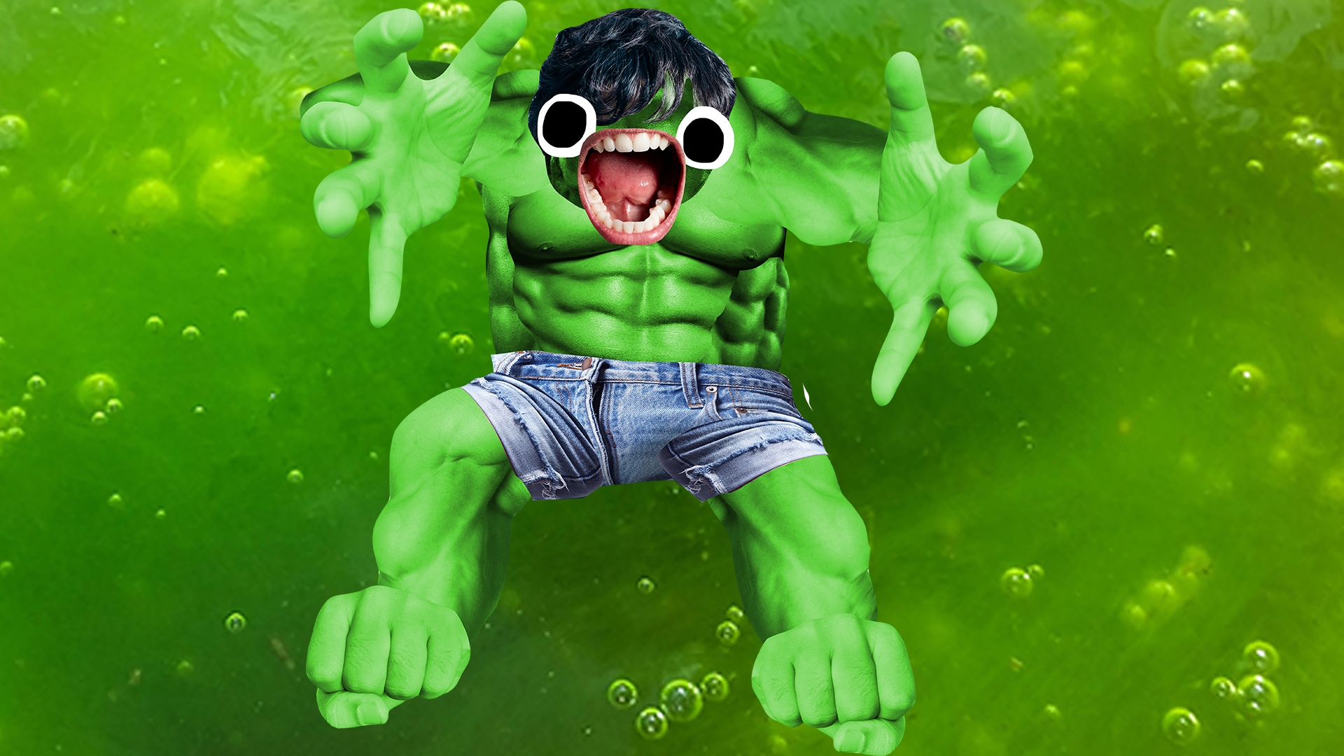 The hulk on slime background