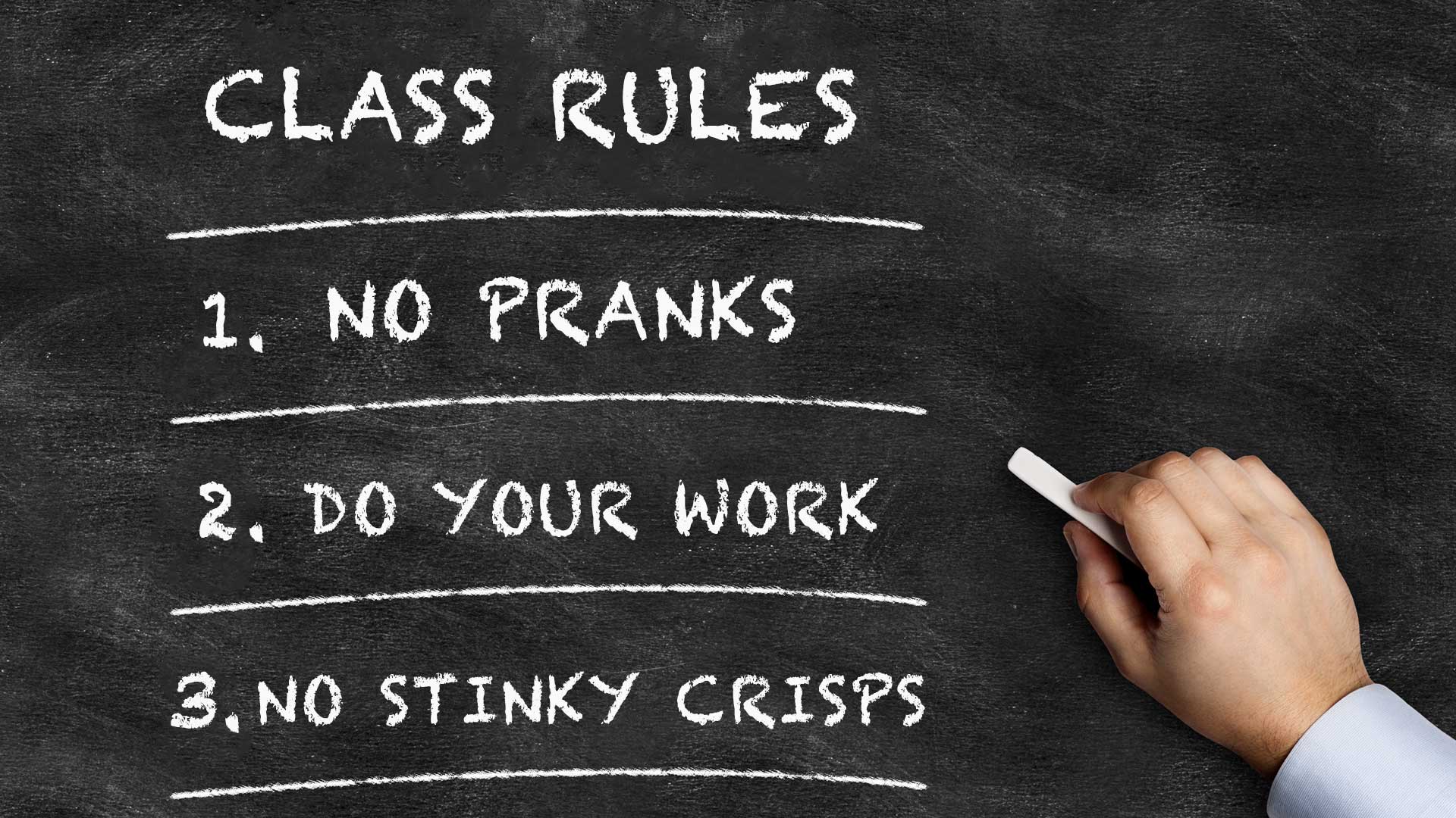 Rules on a chalkboard