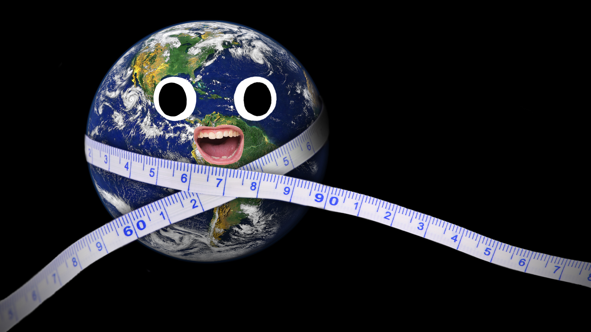 A tape measure going around the earth 
