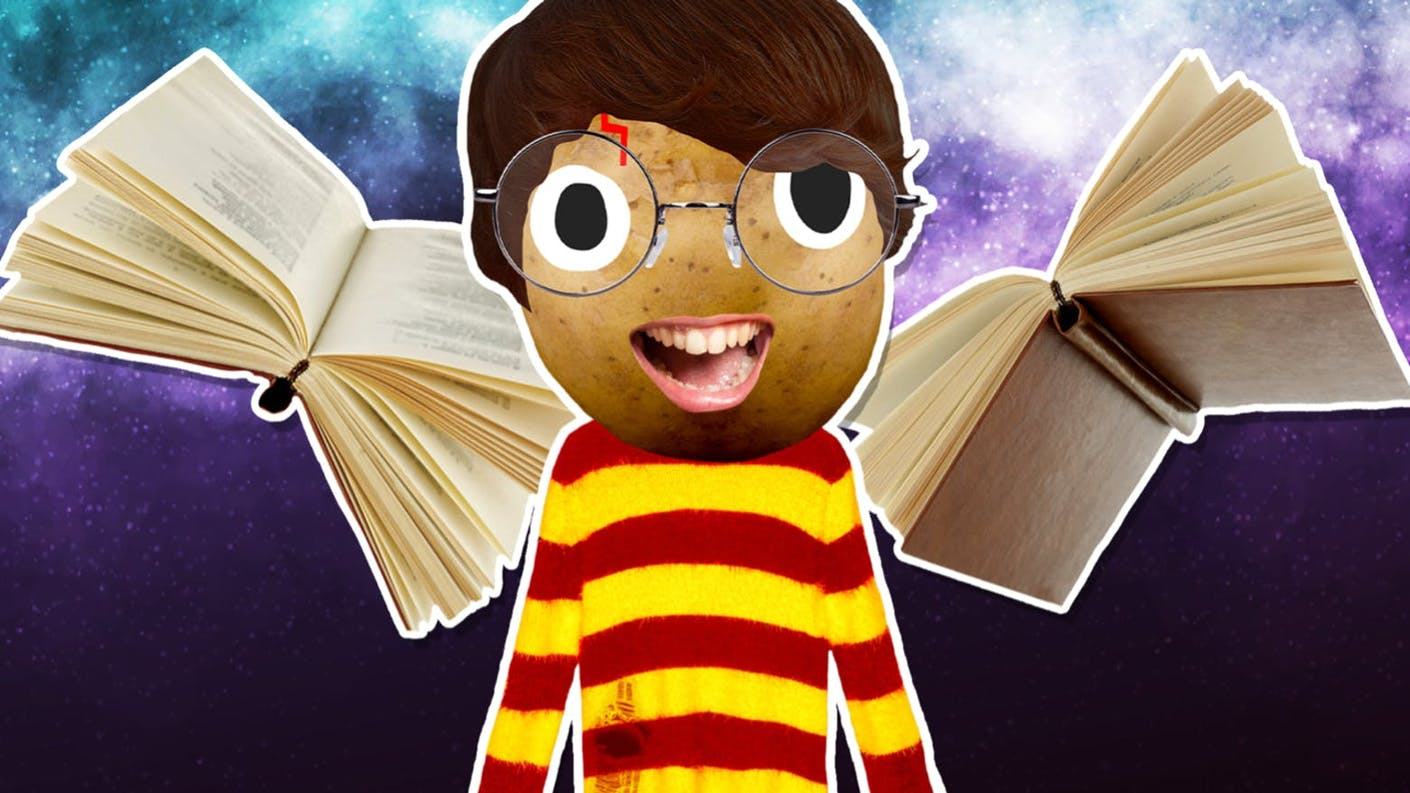 Potato Parody Harry Potter and flying books