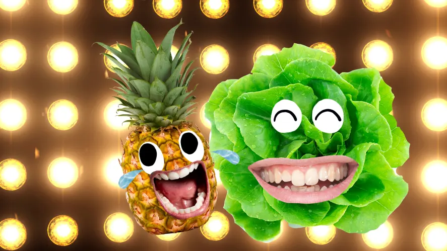 Laughing pineapple and lettuce