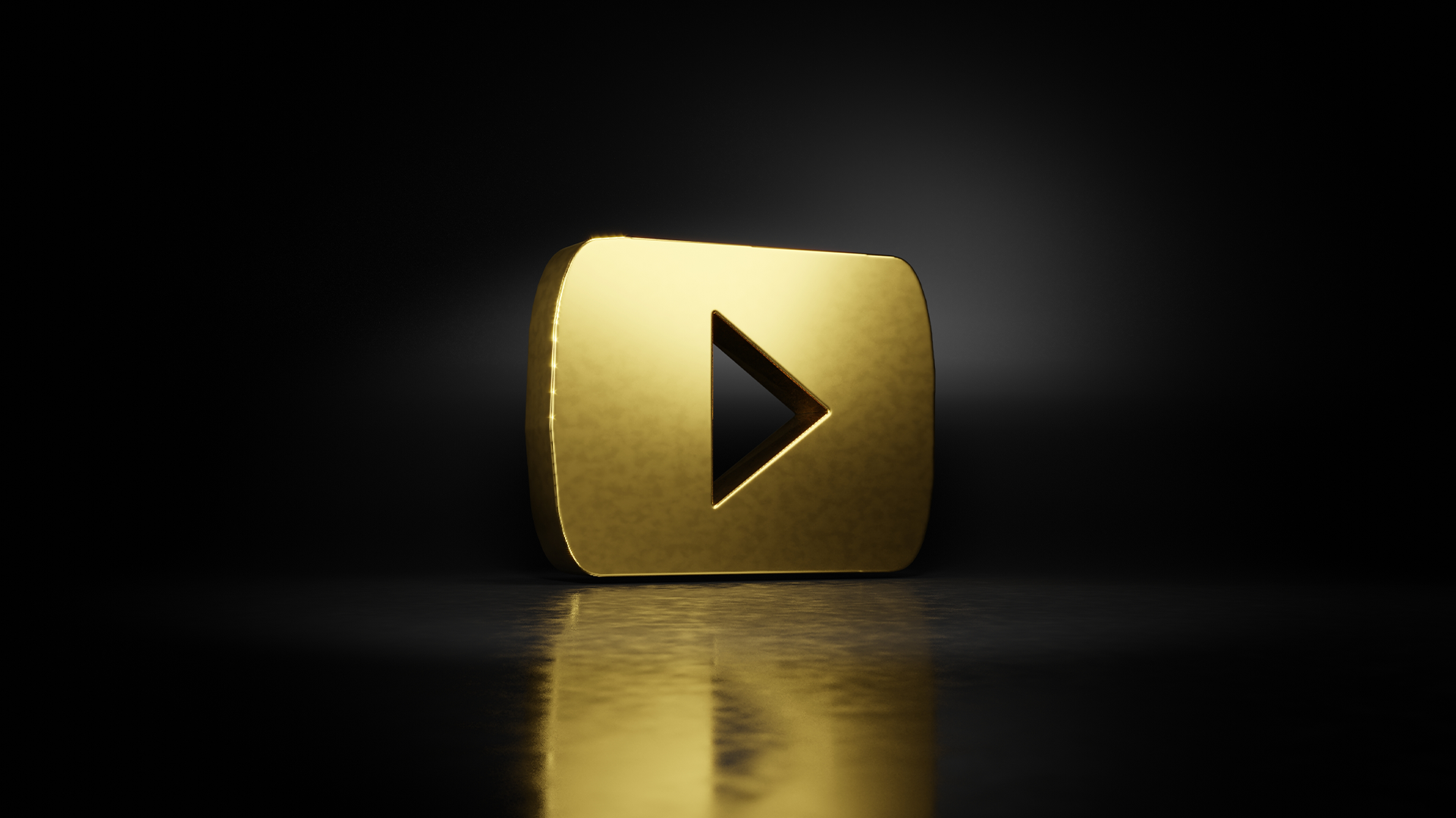 gold YouTube logo in black void