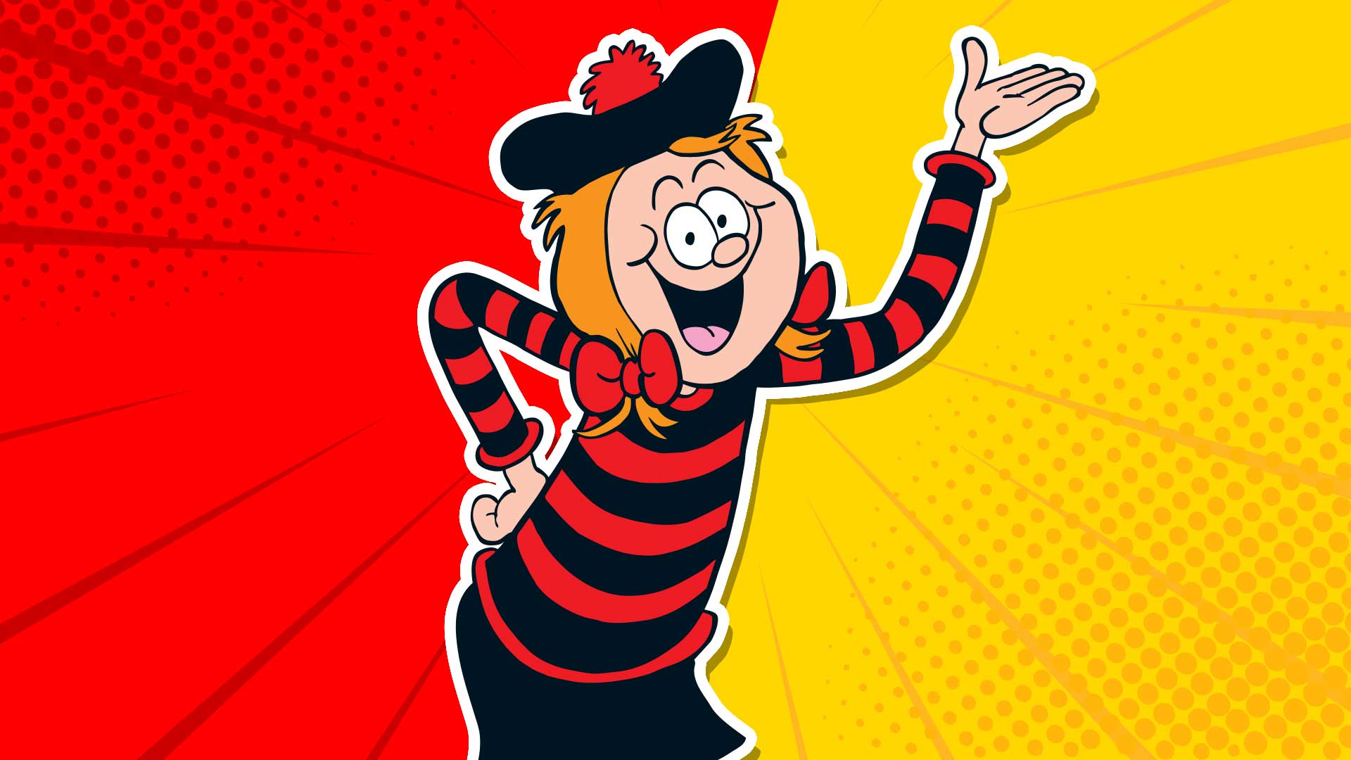 Minnie on a red and yellow background