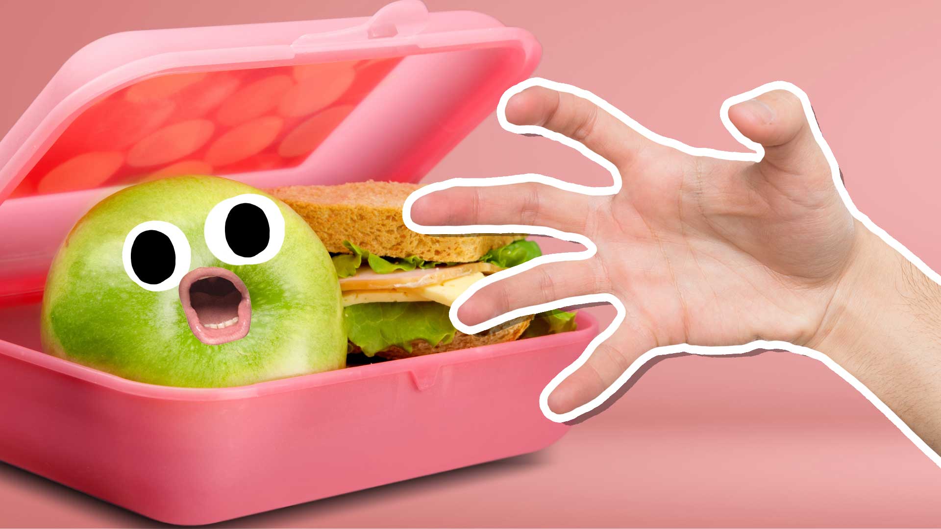 A hand reaching for a delicious packed lunch
