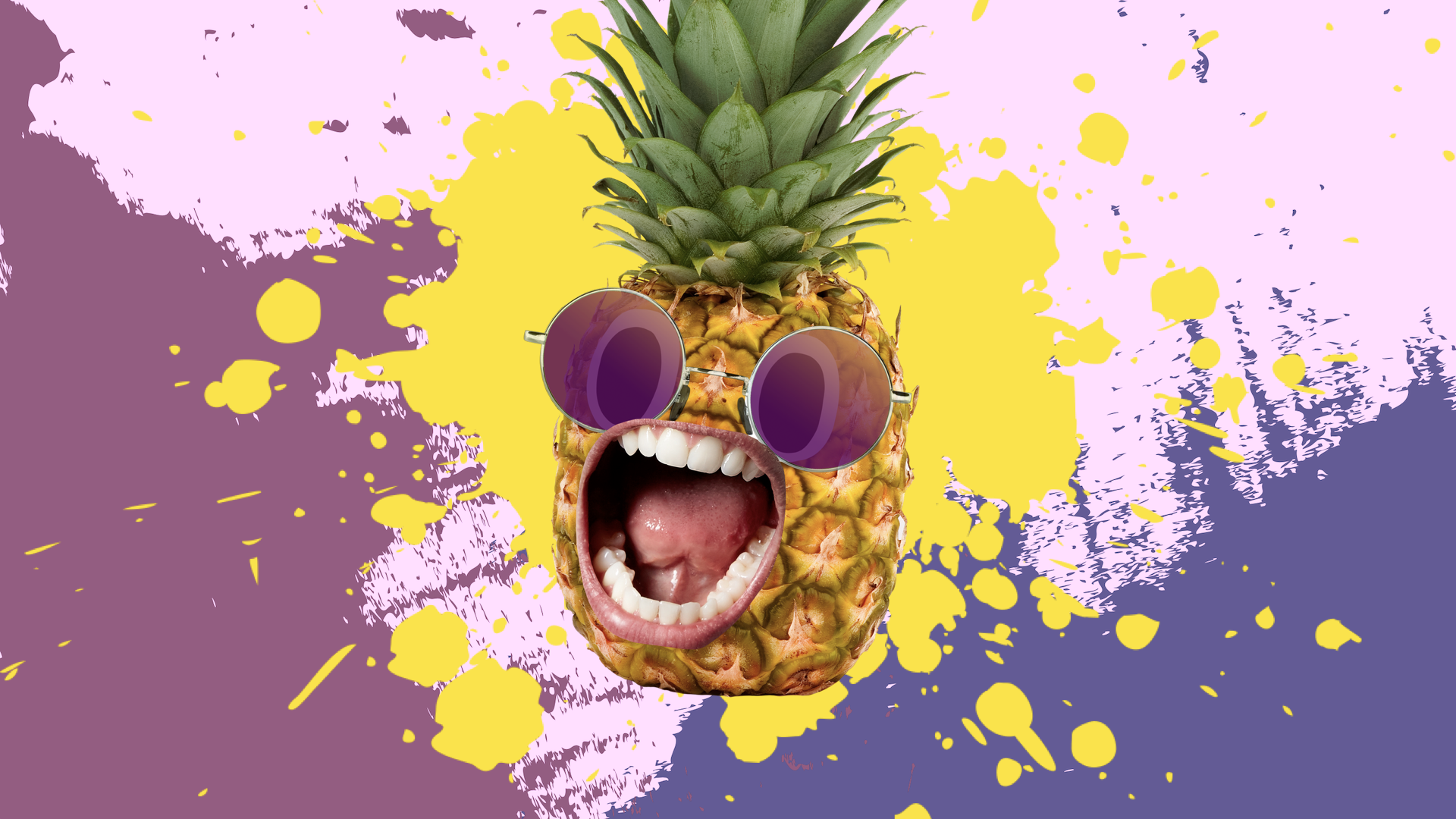 A pineapple and a three colour background