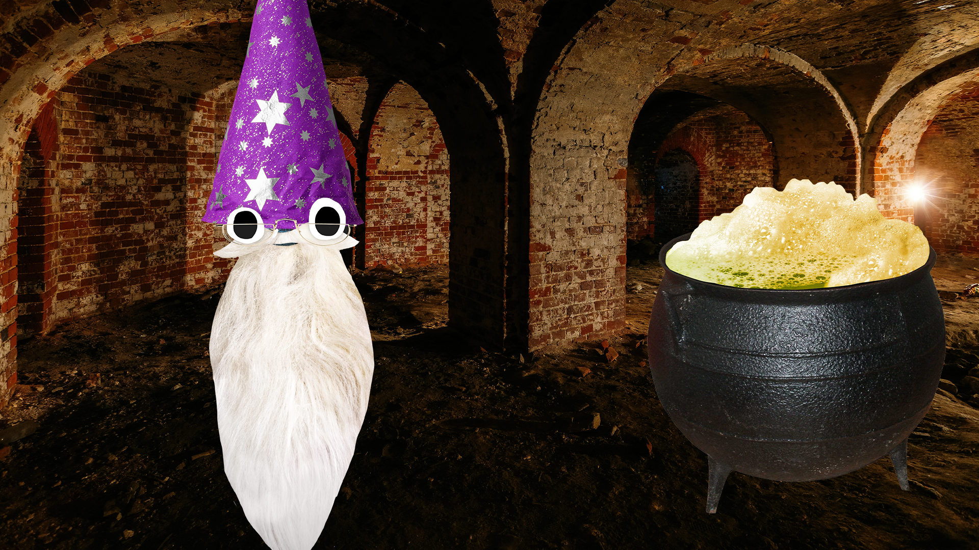 Beano Dumbledore and cauldron in Dungeon 