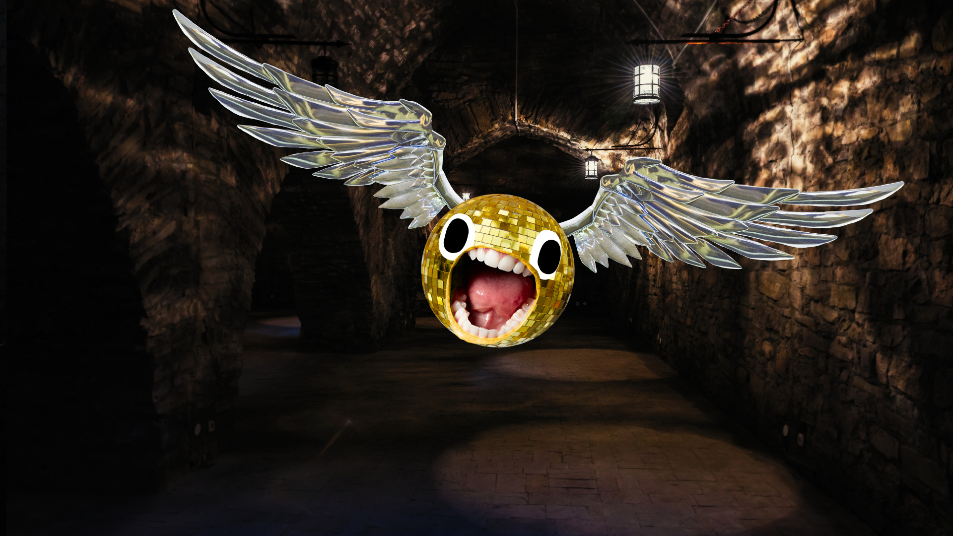 Screaming snitch in gloomy dungeon 