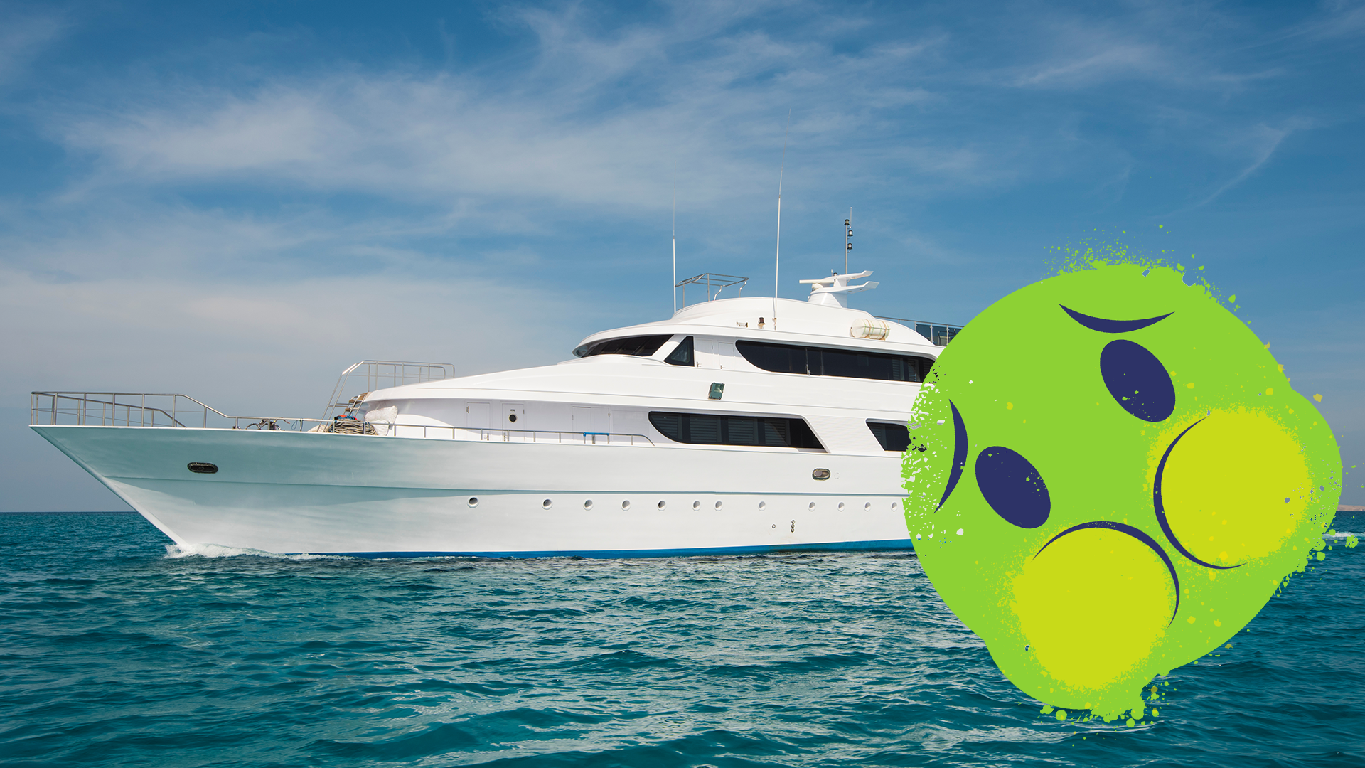 Yacht with sick emoji 