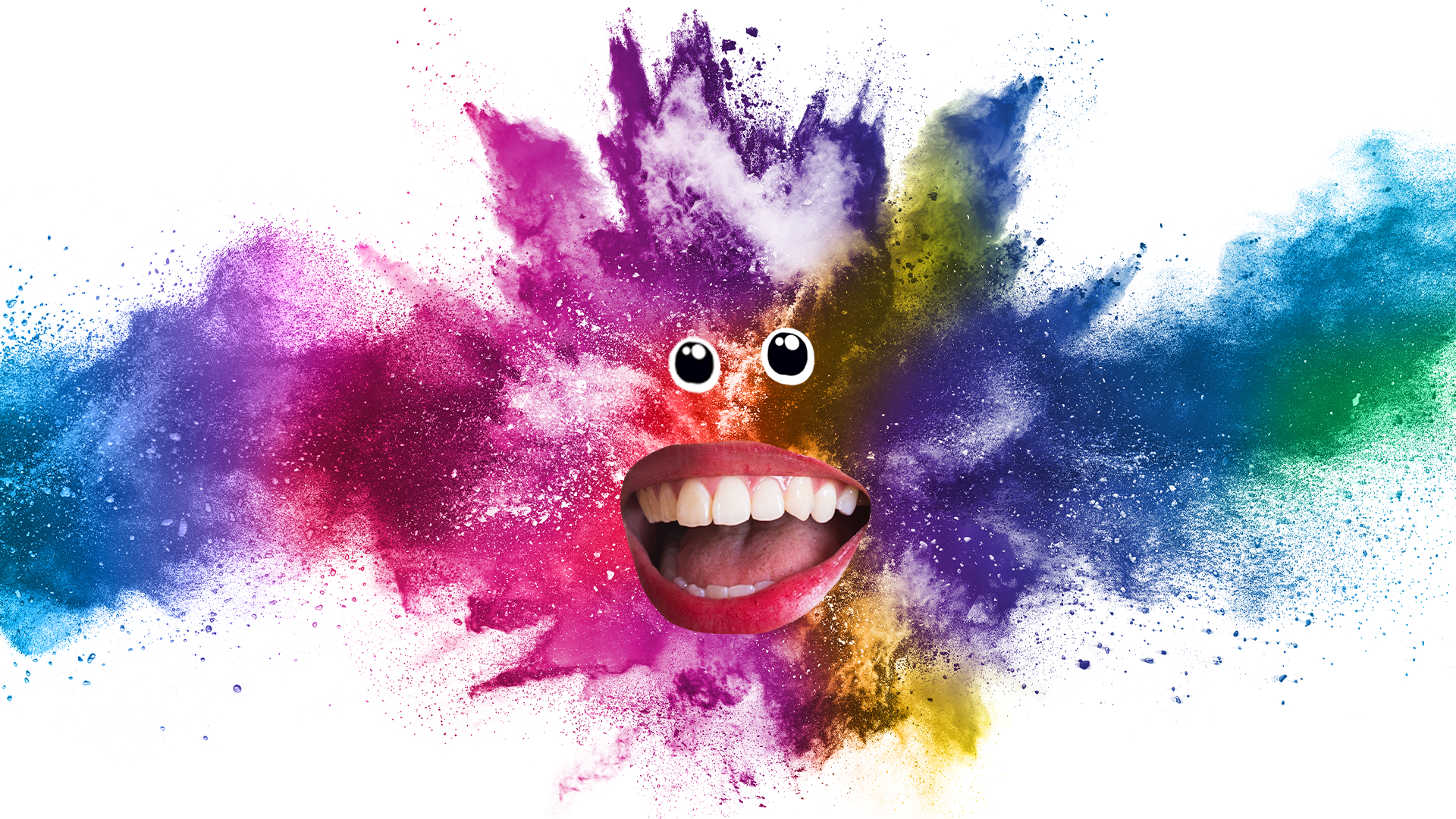 Colour burst with eyes and mouth