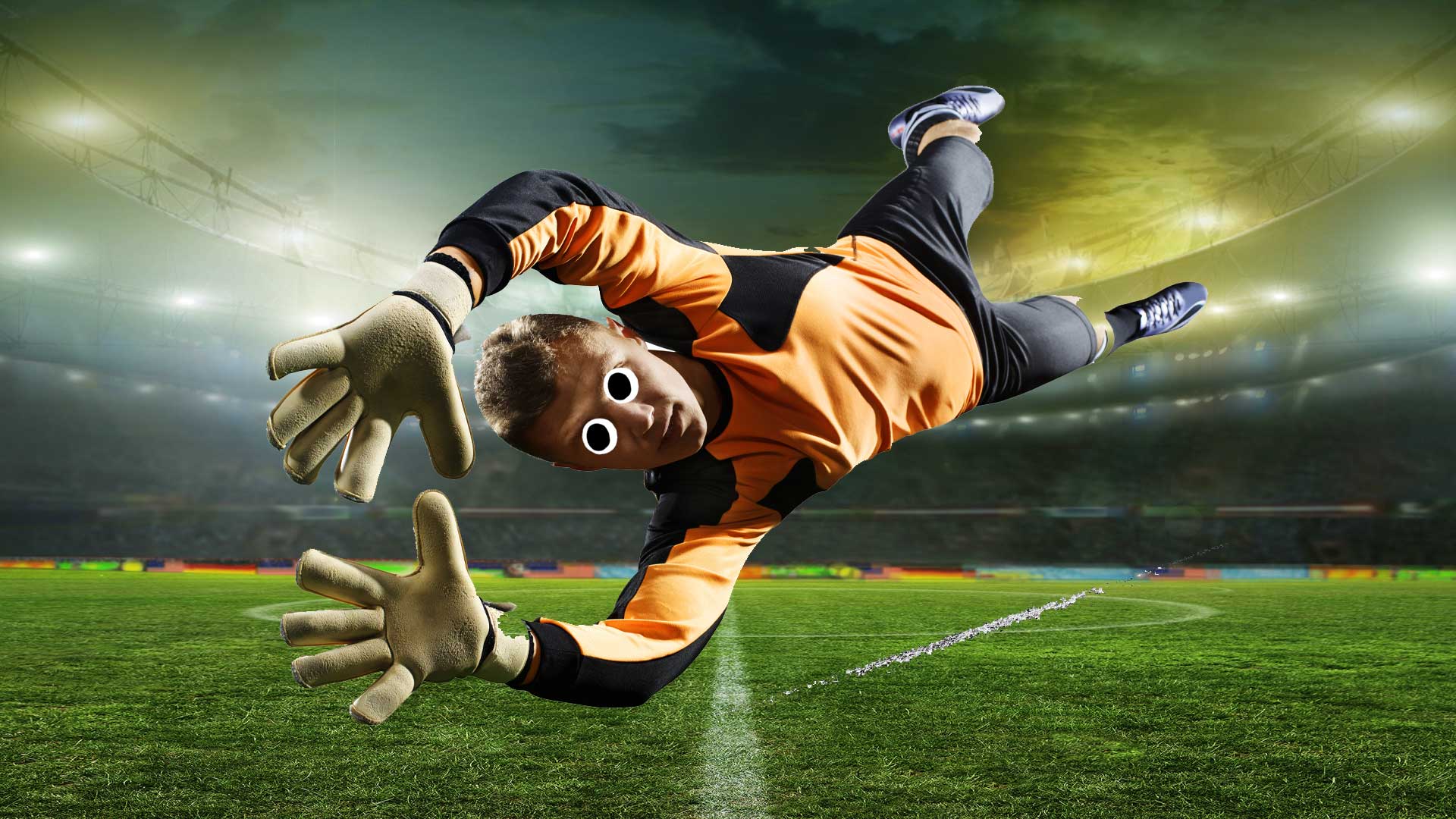 A diving goalkeeper