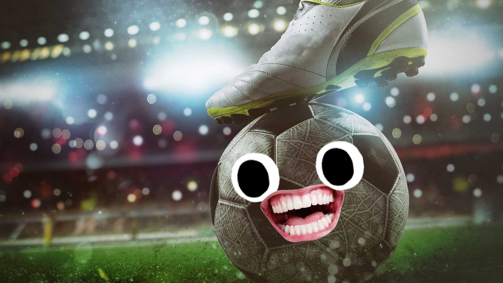 A smiling football before a penalty kick