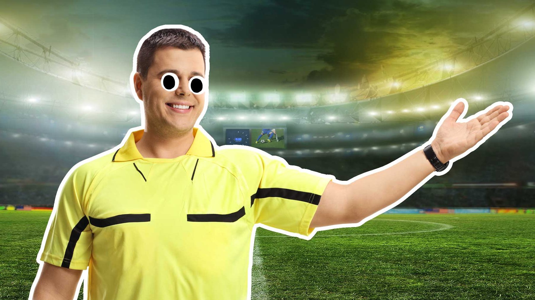 A smiling referee
