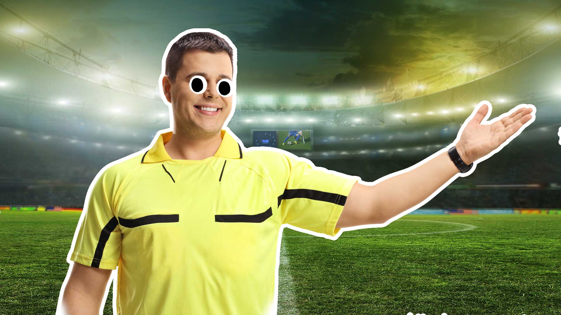 A smiling referee