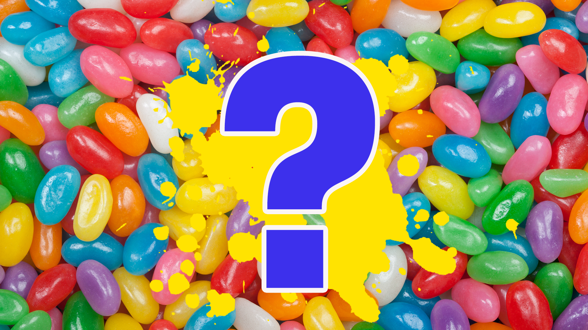 Question mark on jellybean background
