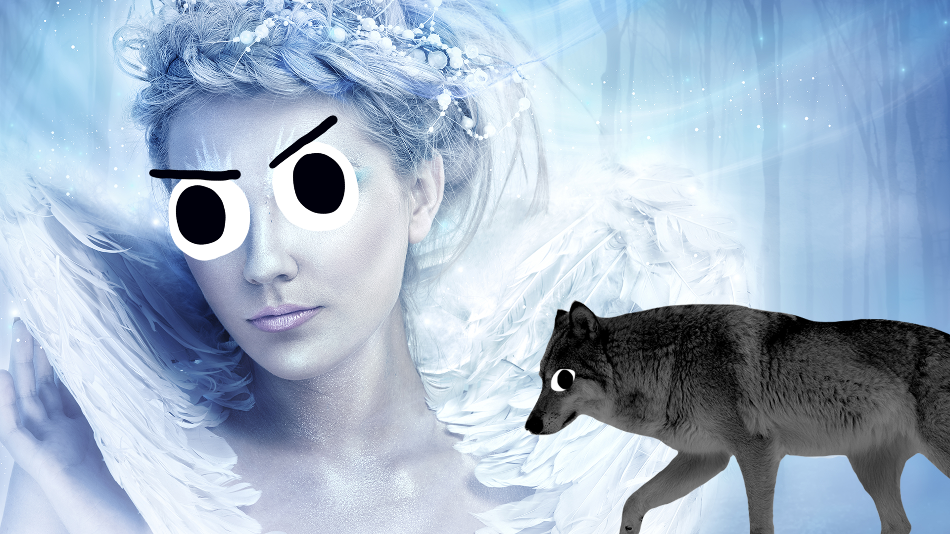Evil snow queen with Beano wolf