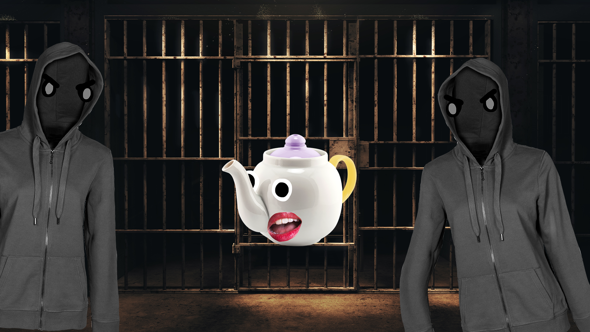 Beano dementors with Beano teapot on prison background