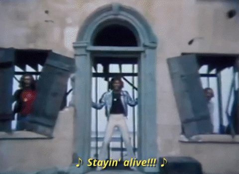 A scene from the Stayin' Alive video