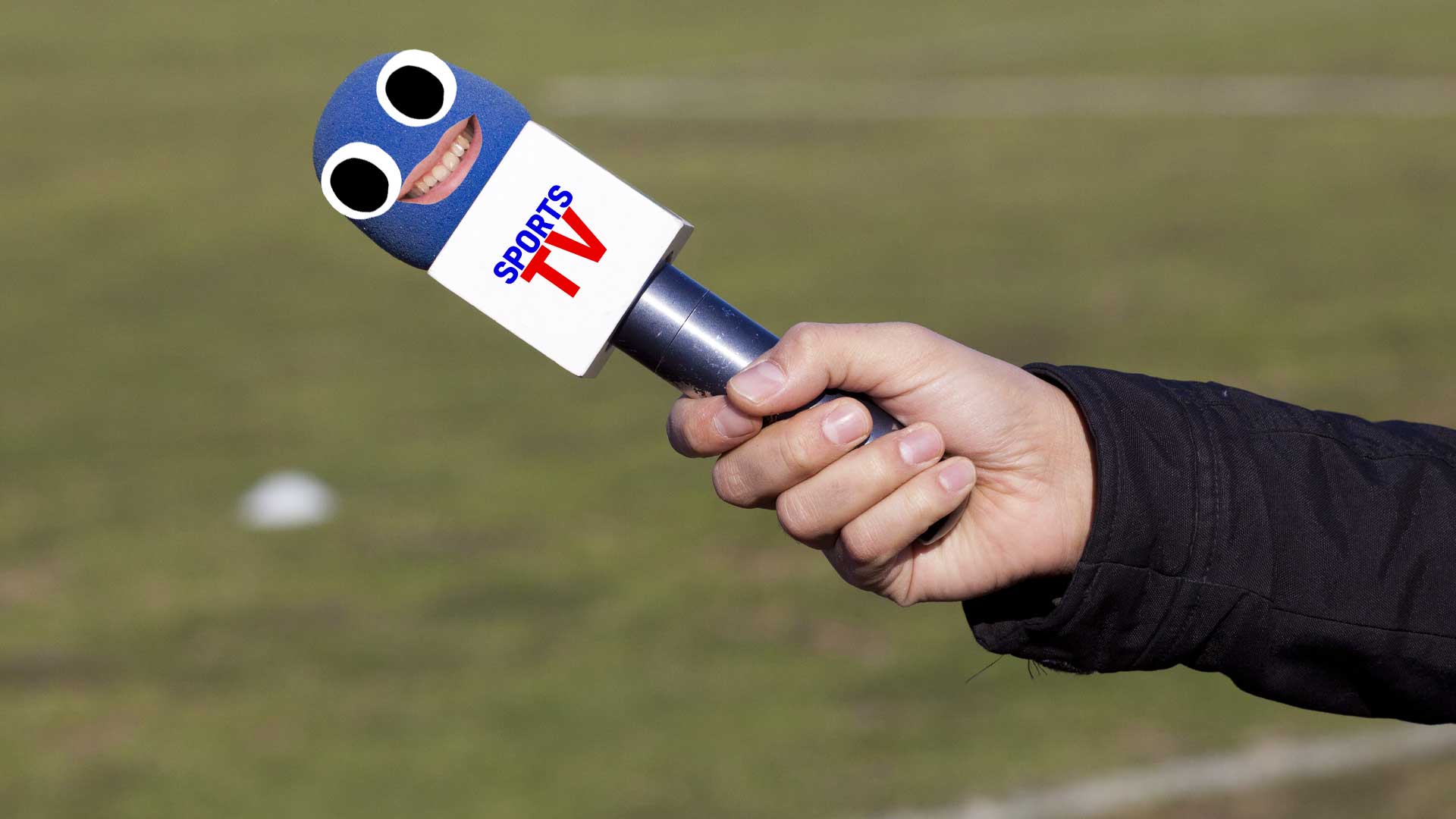 Sports commentator's microphone