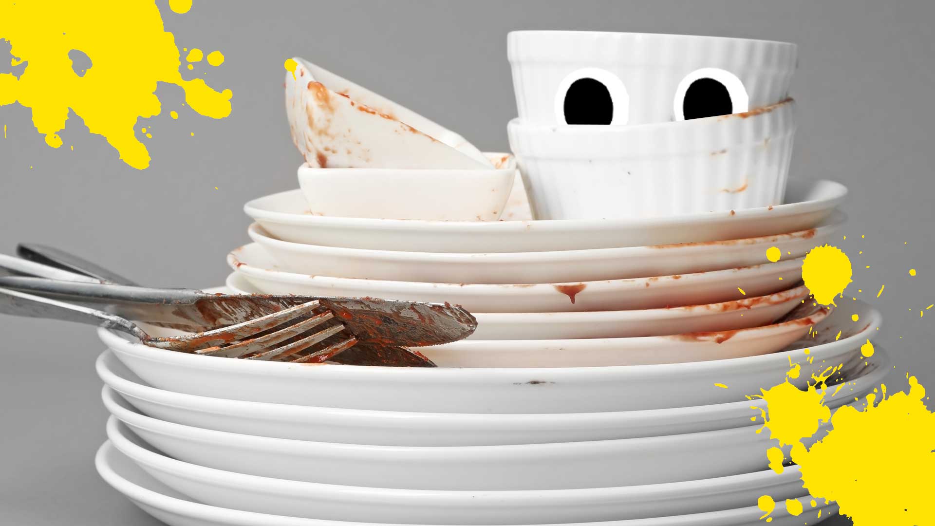 A pile of dirty plates