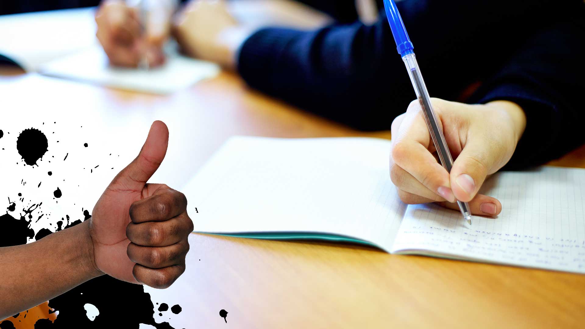 A student taking an exam