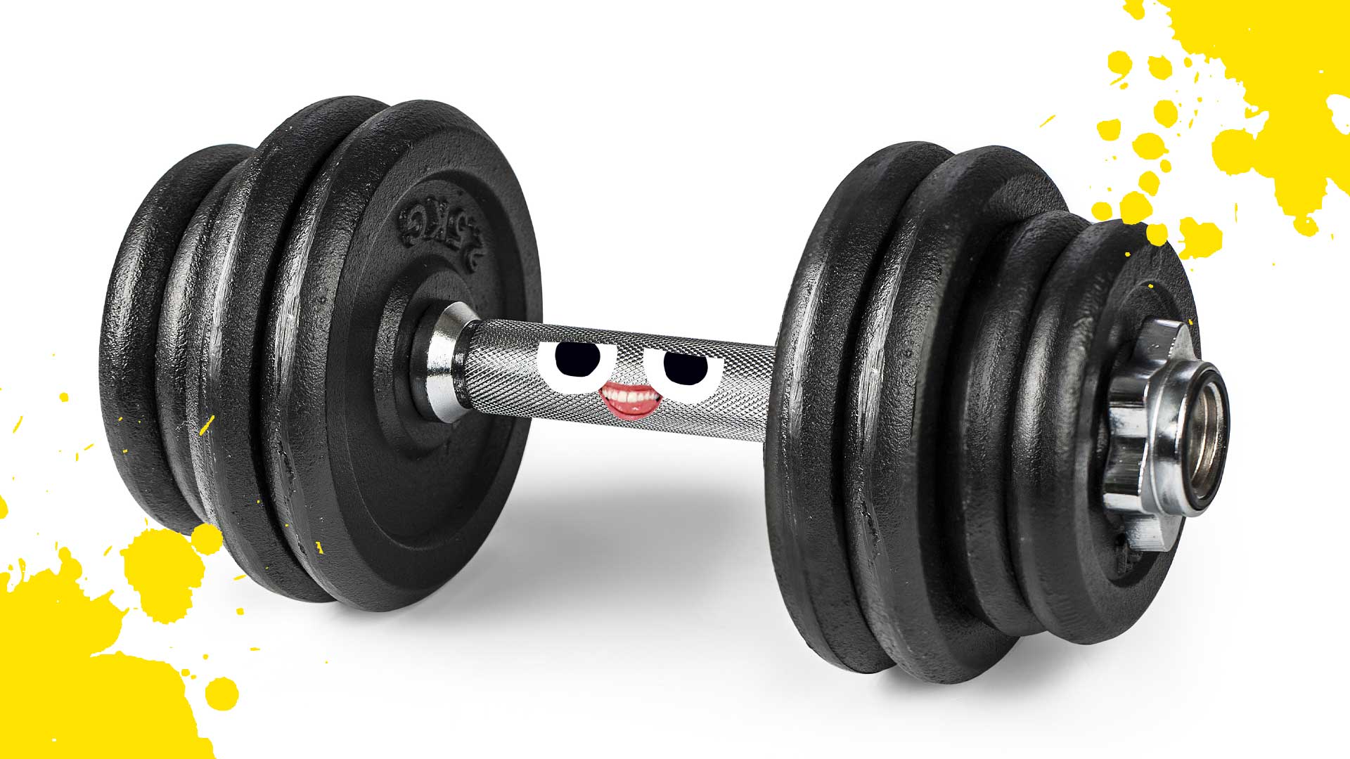 Weights with a cheeky face