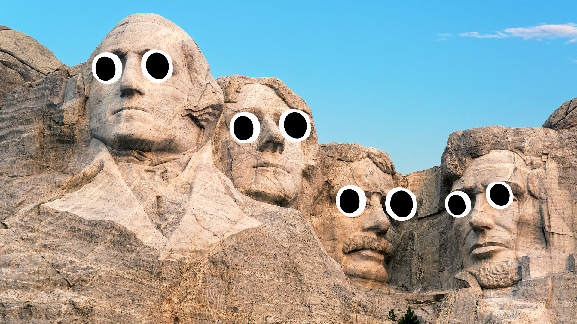 The four presidents carved into the rock face of Mount Rushmore