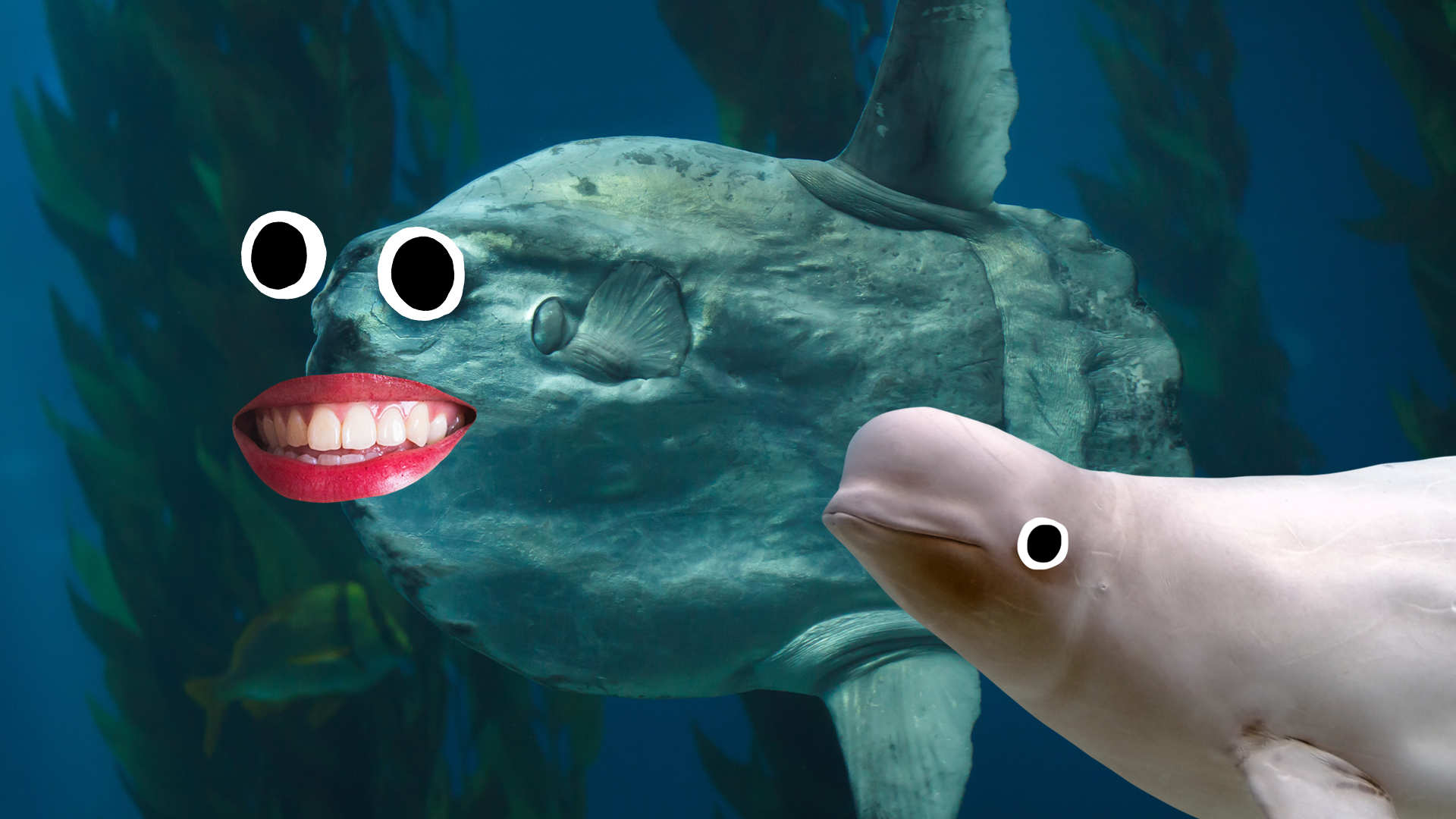 A fish and a Beluga whale