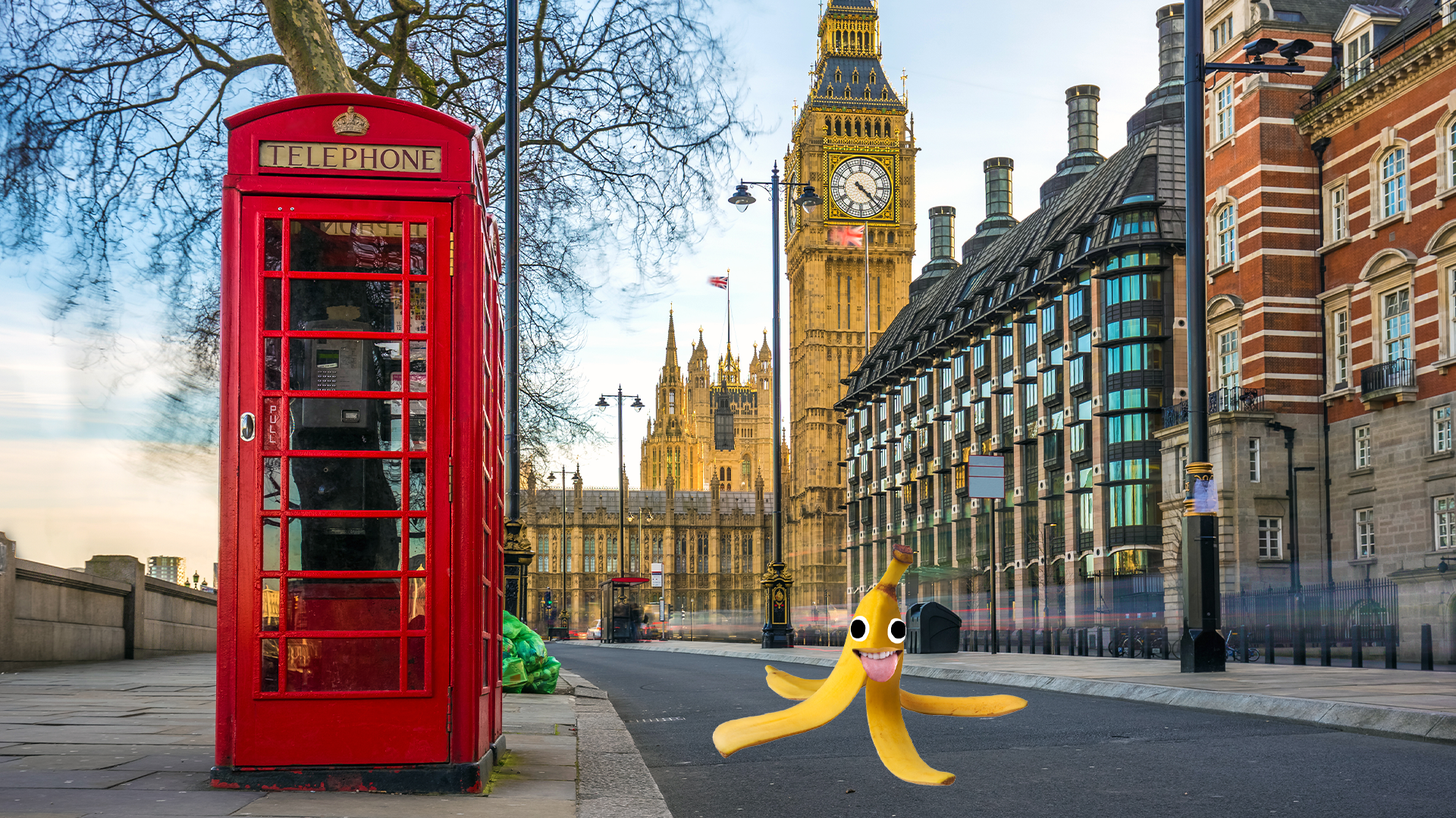 A street with Big Ben in the background