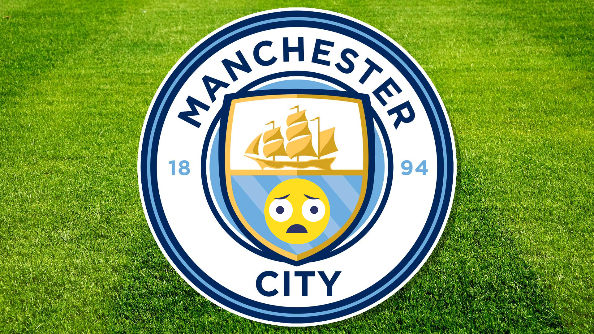 A Manchester City badge with a sad emoji