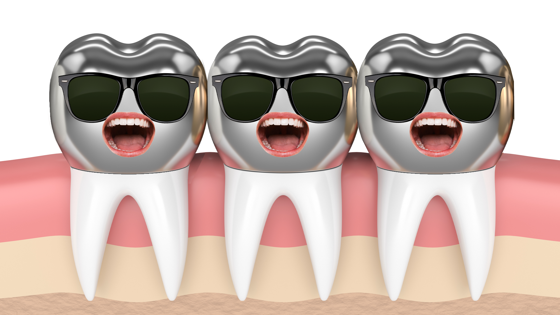 A row of metal teeth