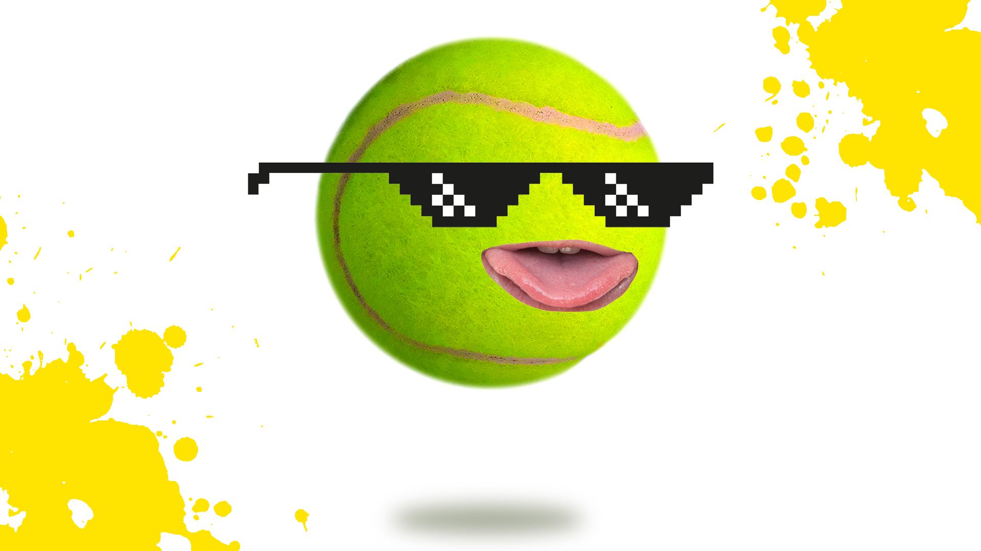 A tennis ball wearing sunglasses