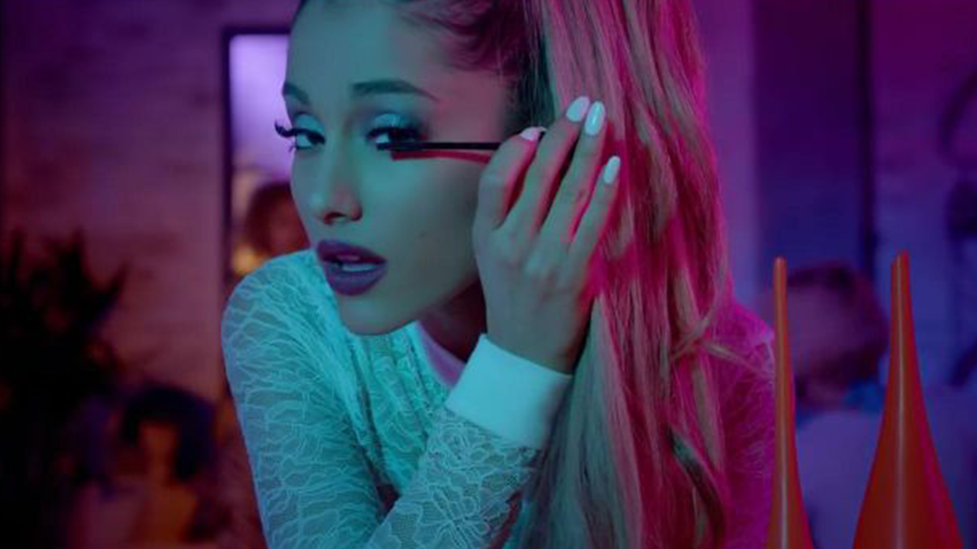 Screenshot from an Ariana Grande music video