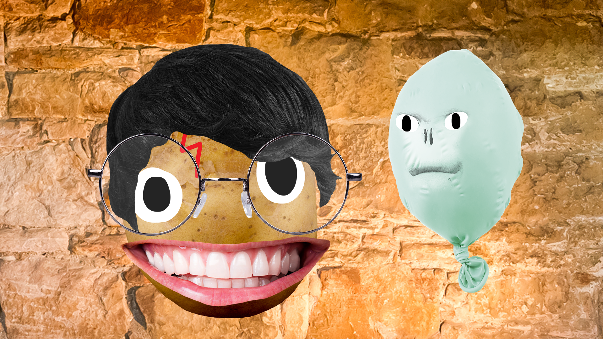 Beano Harry and Voldemort on stone background 