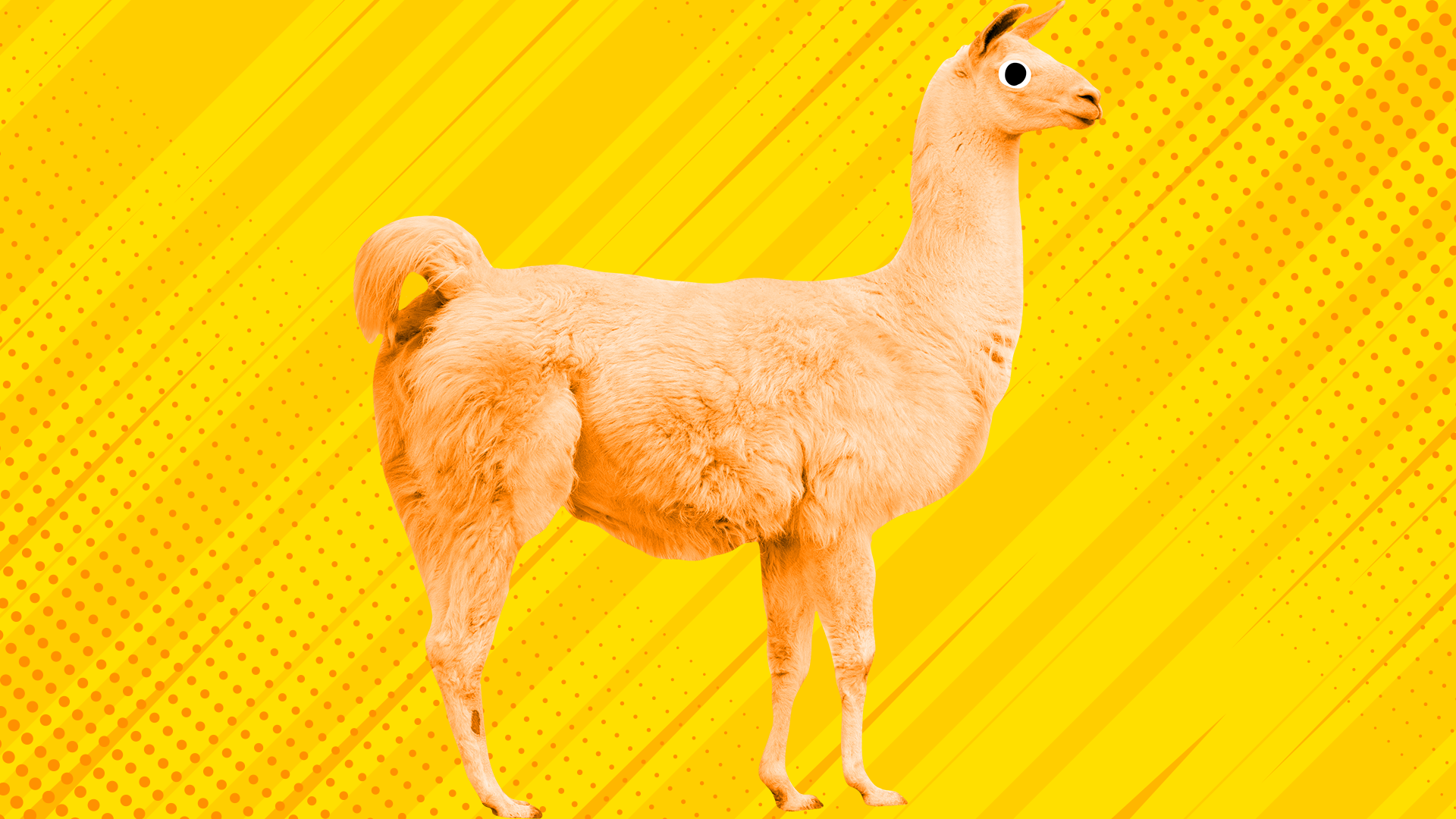 A yellow llama on a yellow background