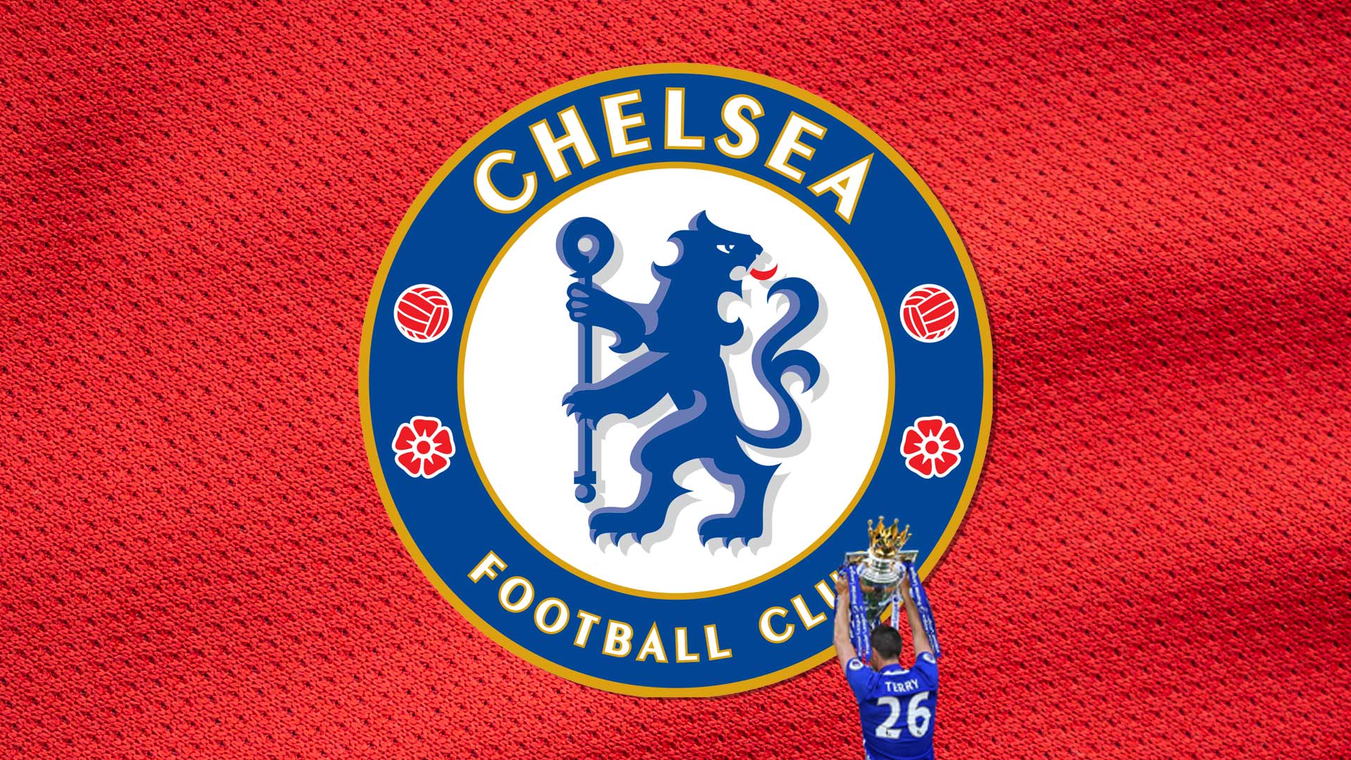 Chelsea badge on a red background