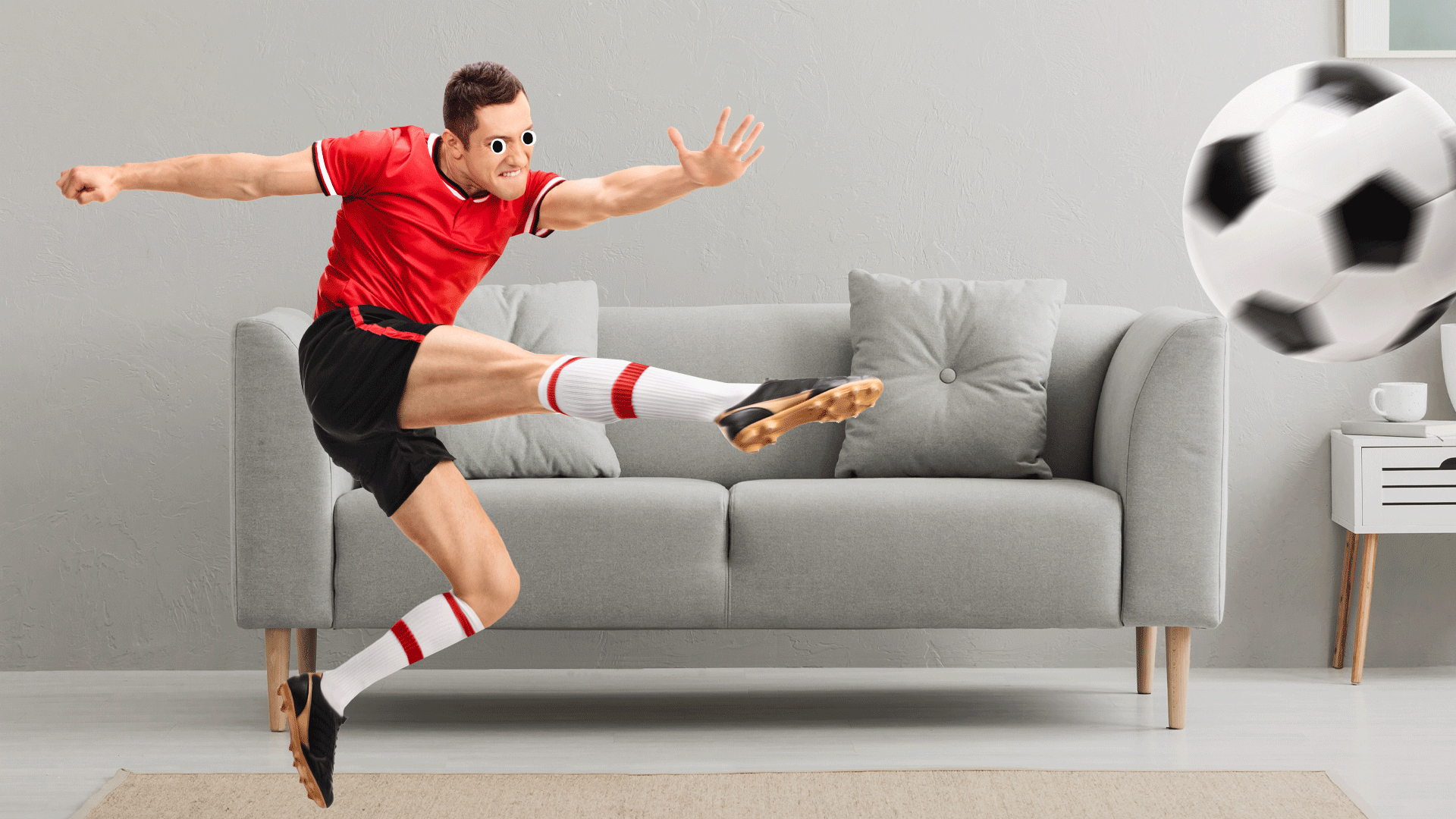 Football volley in the living room